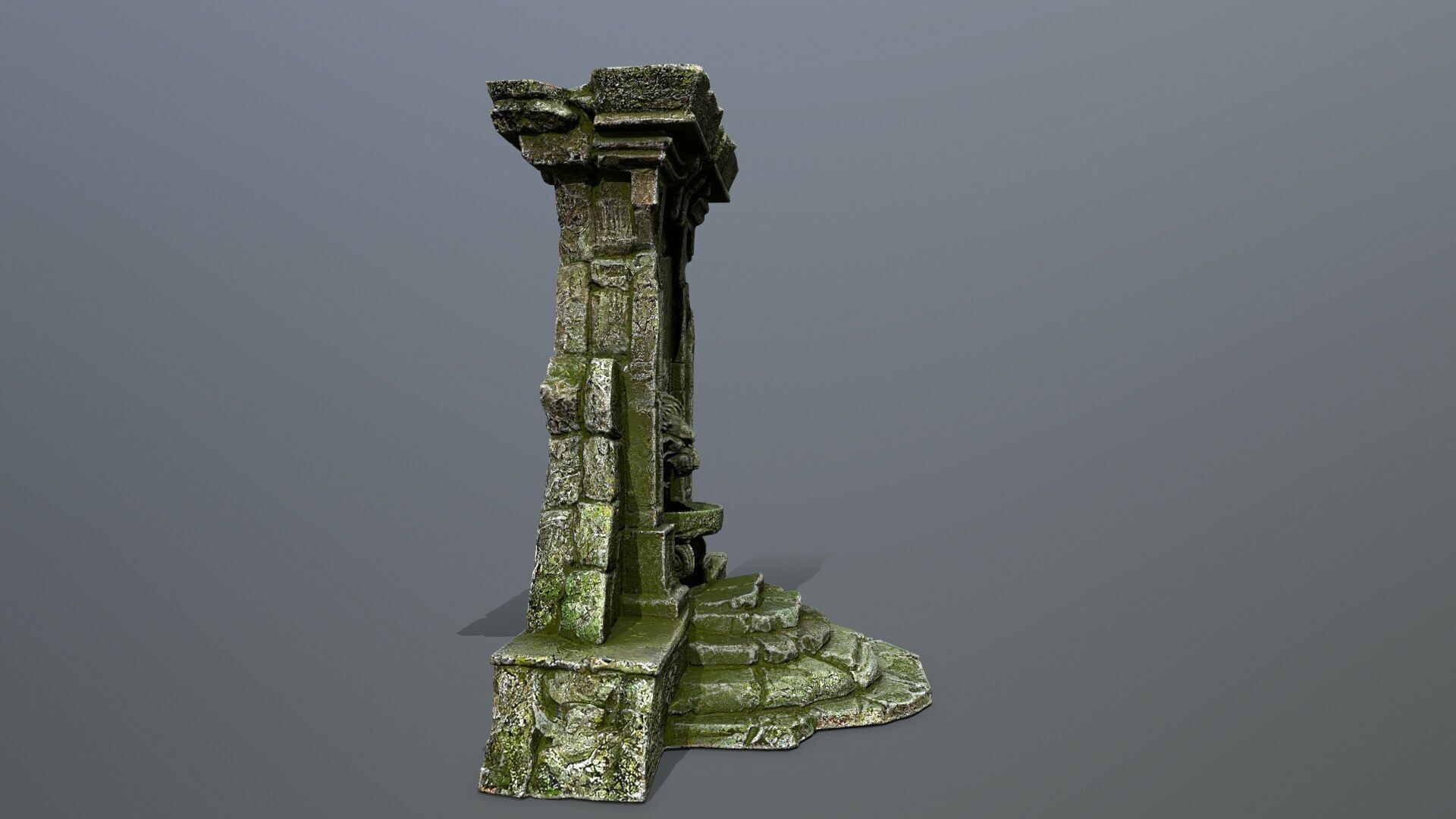 Lion fountain Low-poly 3D model_10