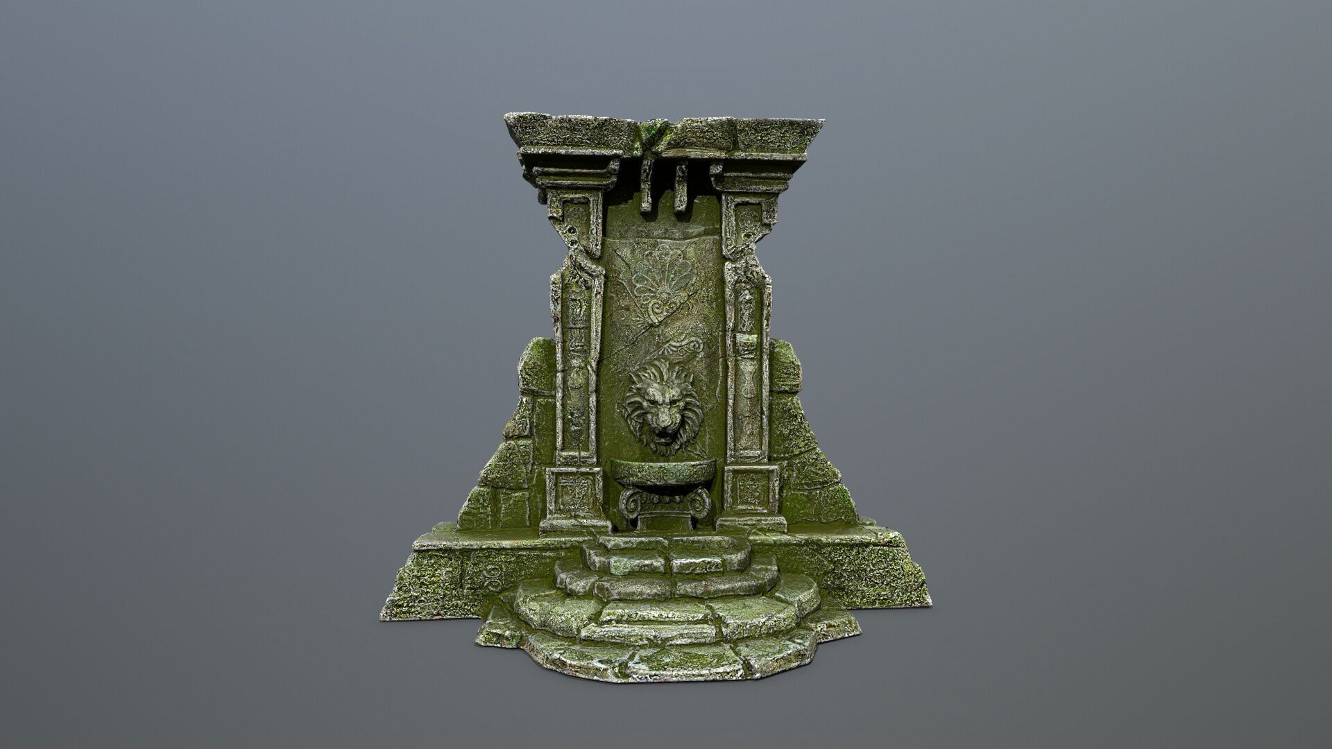 Lion fountain Low-poly 3D model_12