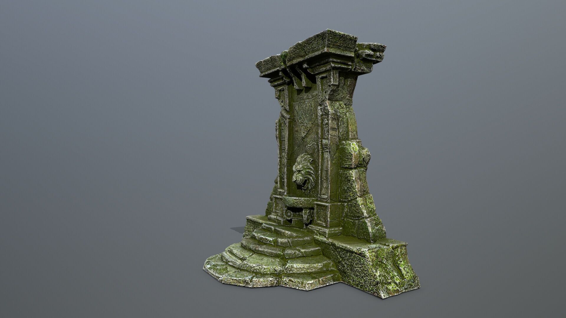 Lion fountain Low-poly 3D model_5