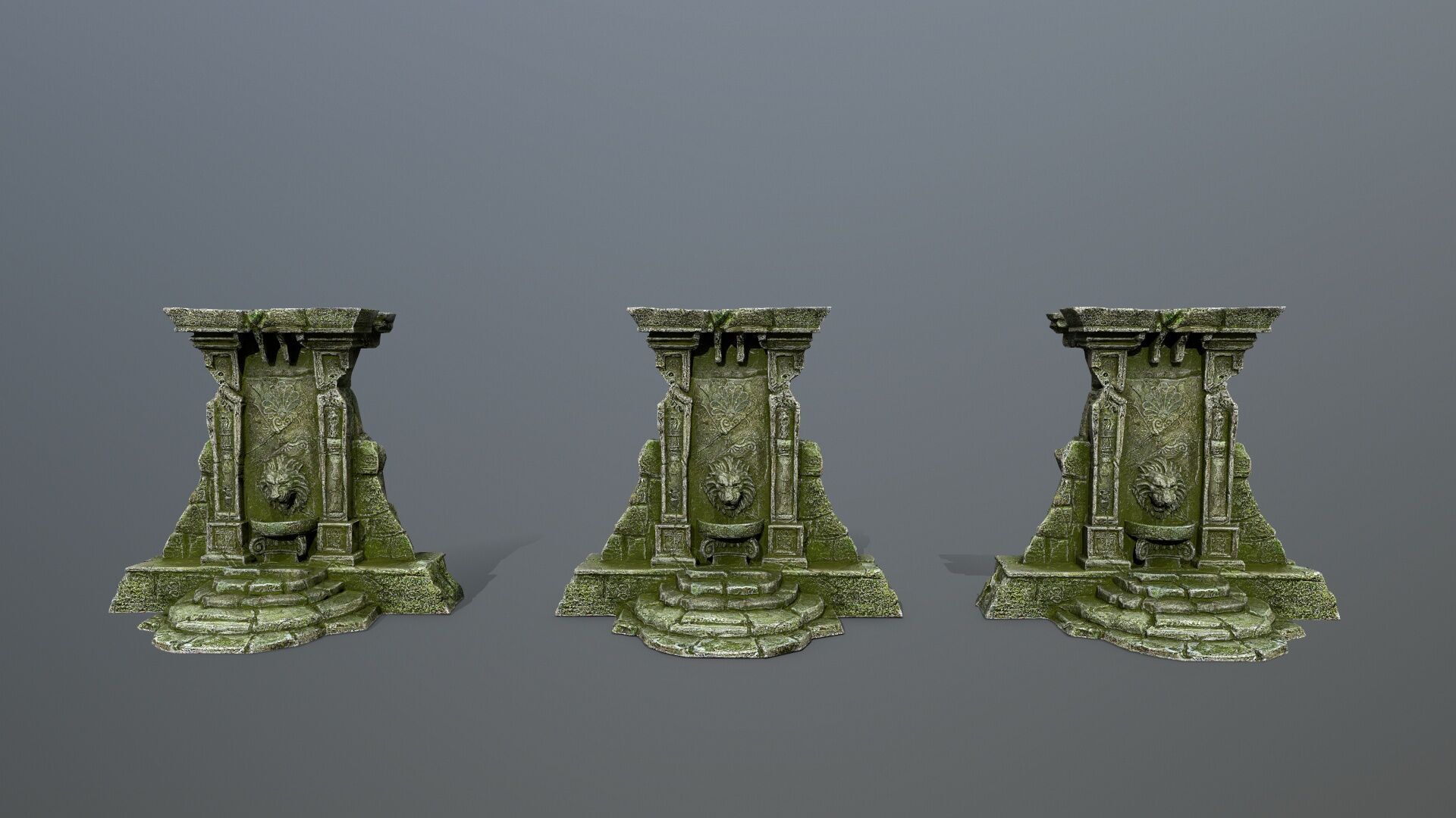 Lion fountain Low-poly 3D model_14