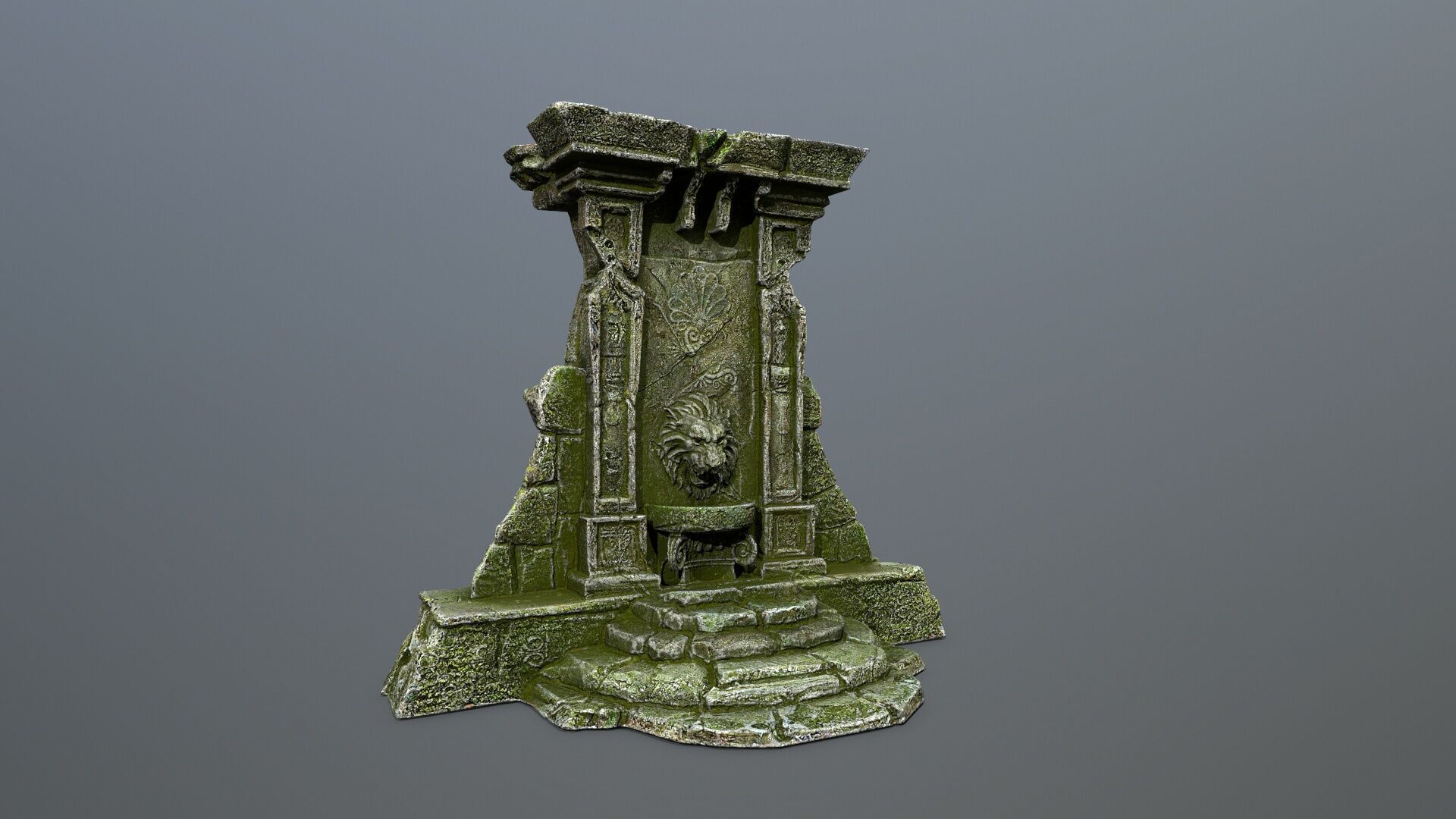 Lion fountain Low-poly 3D model_11
