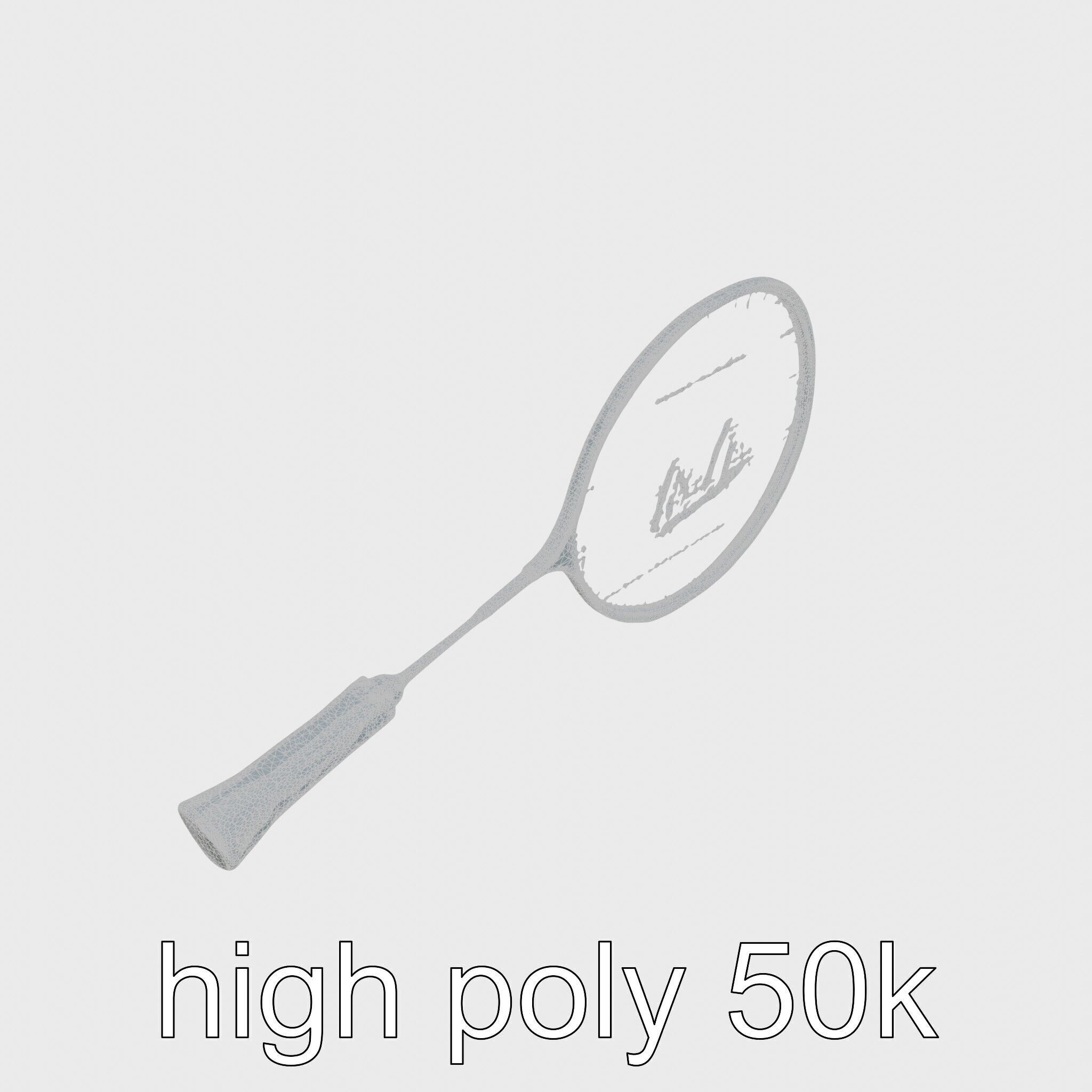 Light Aluminum Frame Badminton Racket for Fast Play Low-poly 3D model_18