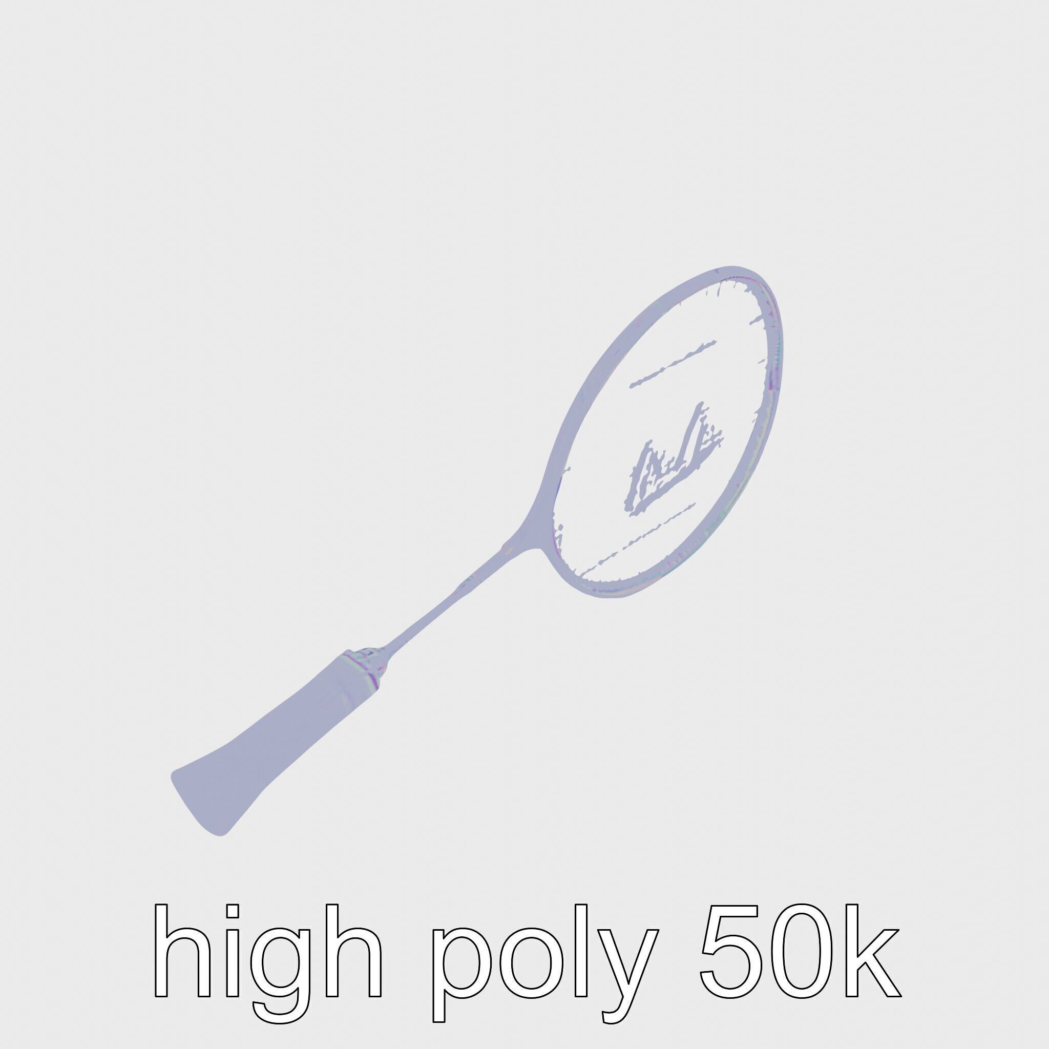 Light Aluminum Frame Badminton Racket for Fast Play Low-poly 3D model_32