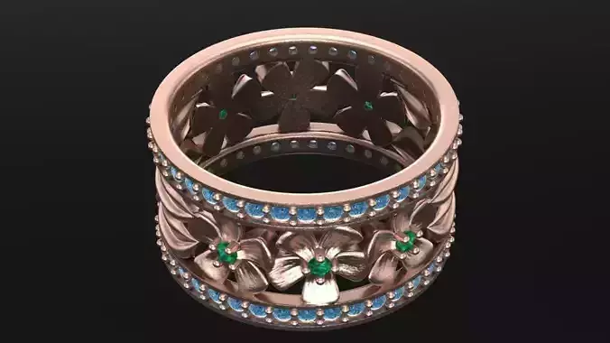 Flower plus diamond ring 3D print model