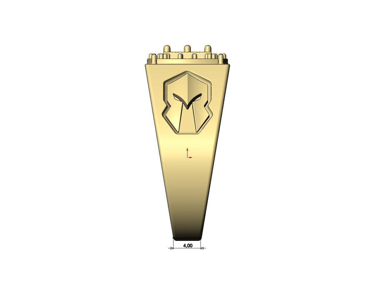 Square diamond cluster spartan helmet sides ring US sizes 7to12 3D print model_8