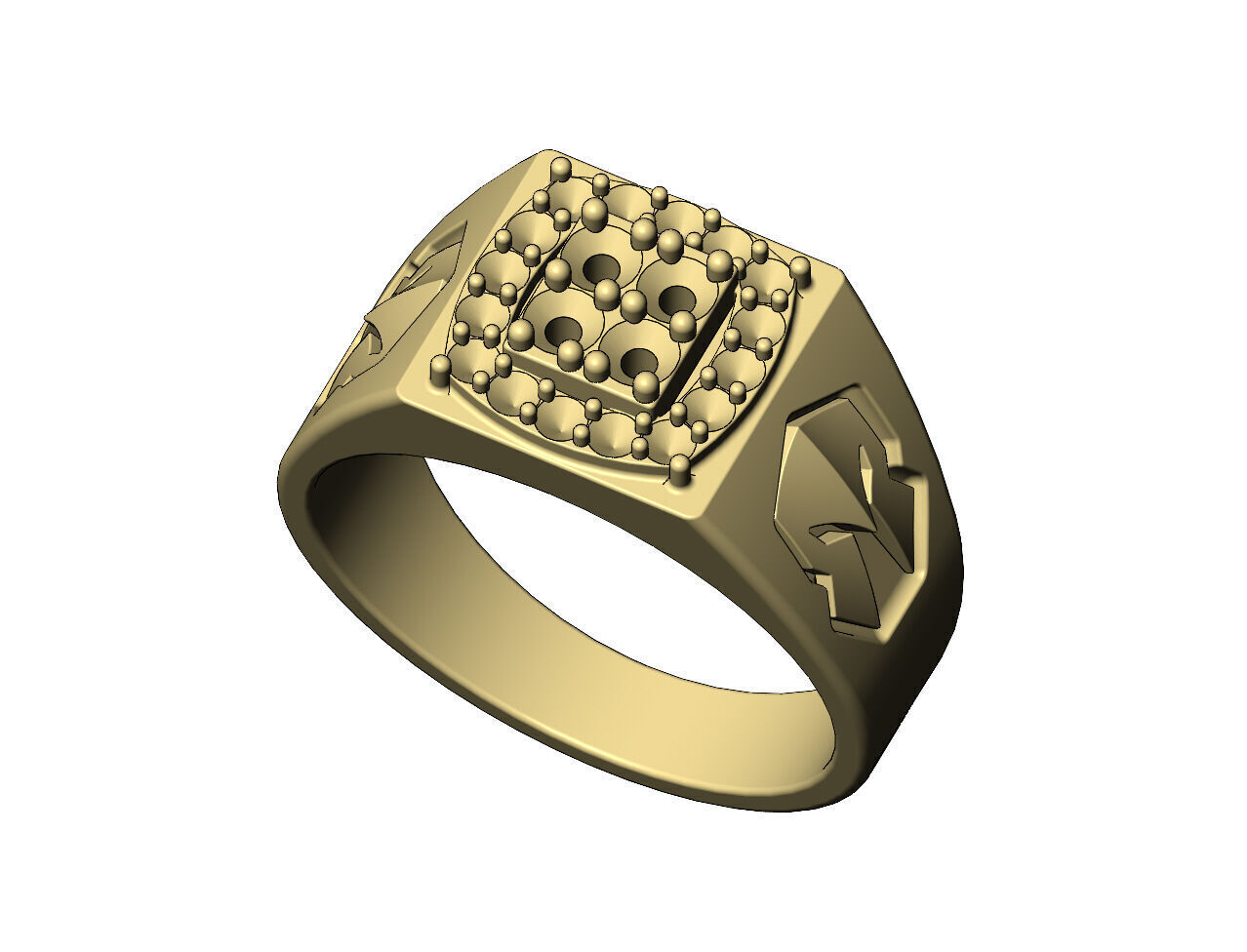 Square diamond cluster spartan helmet sides ring US sizes 7to12 3D print model_5