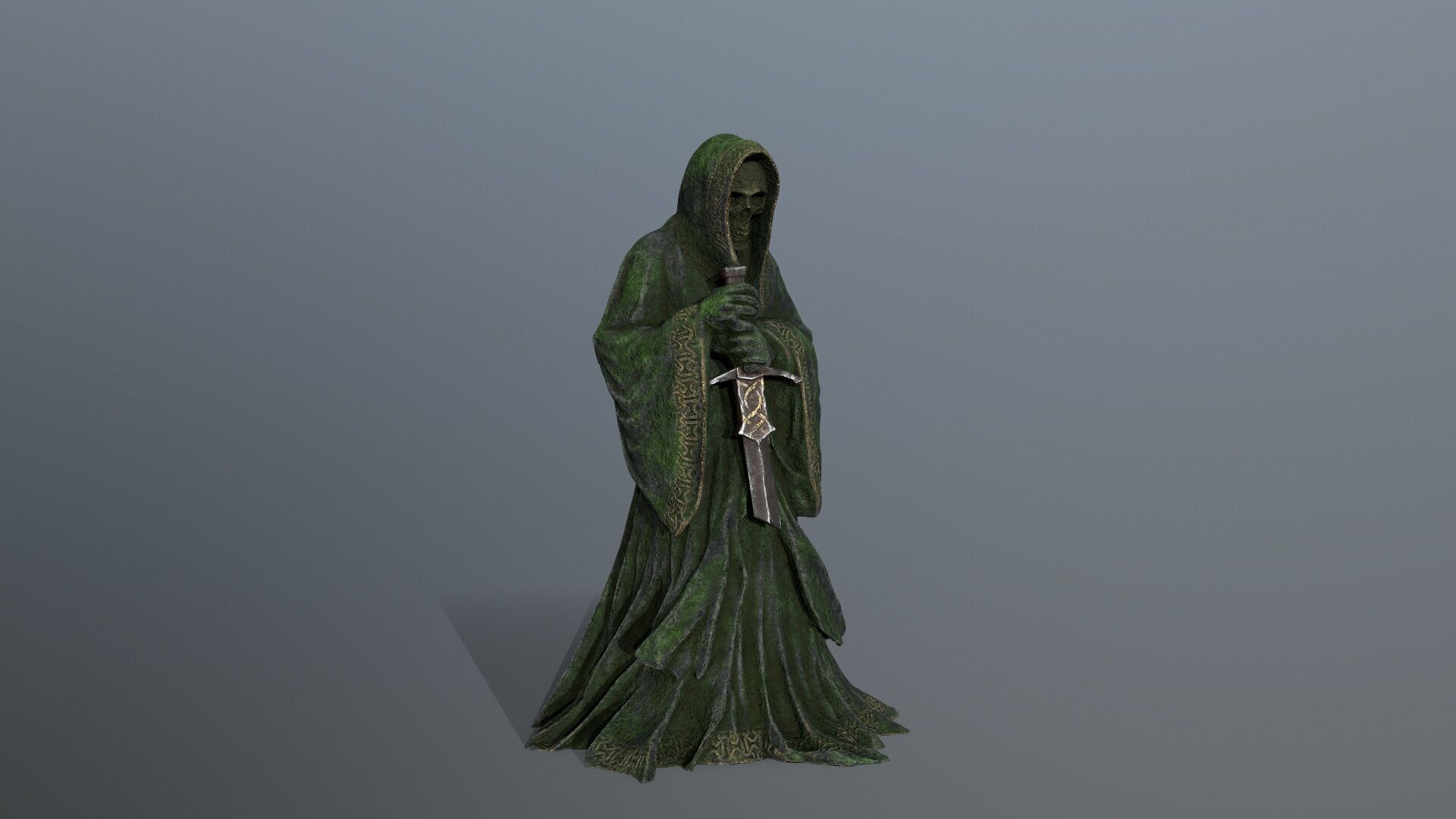 Dark statue Low-poly 3D model_11