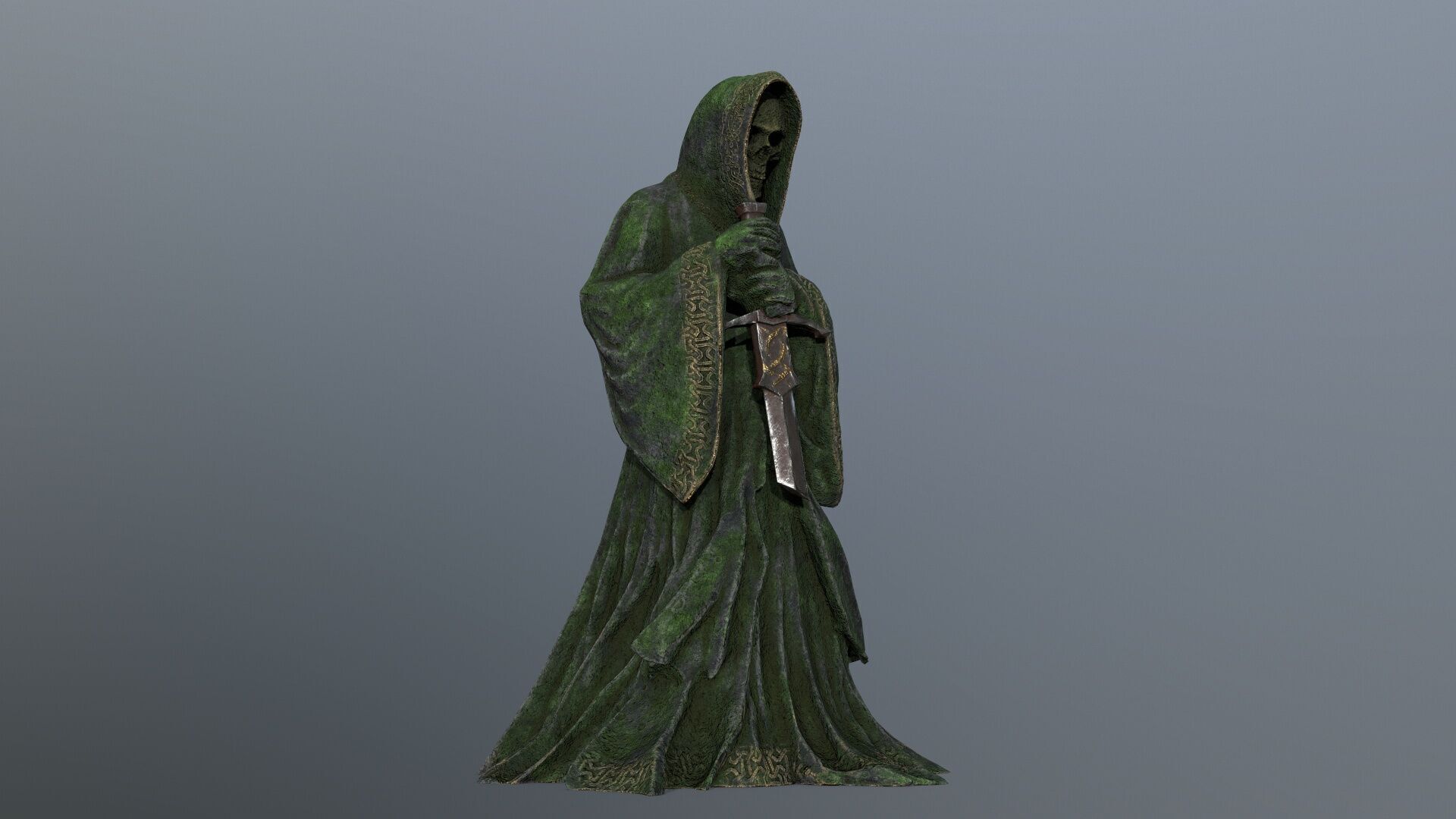 Dark statue Low-poly 3D model_2