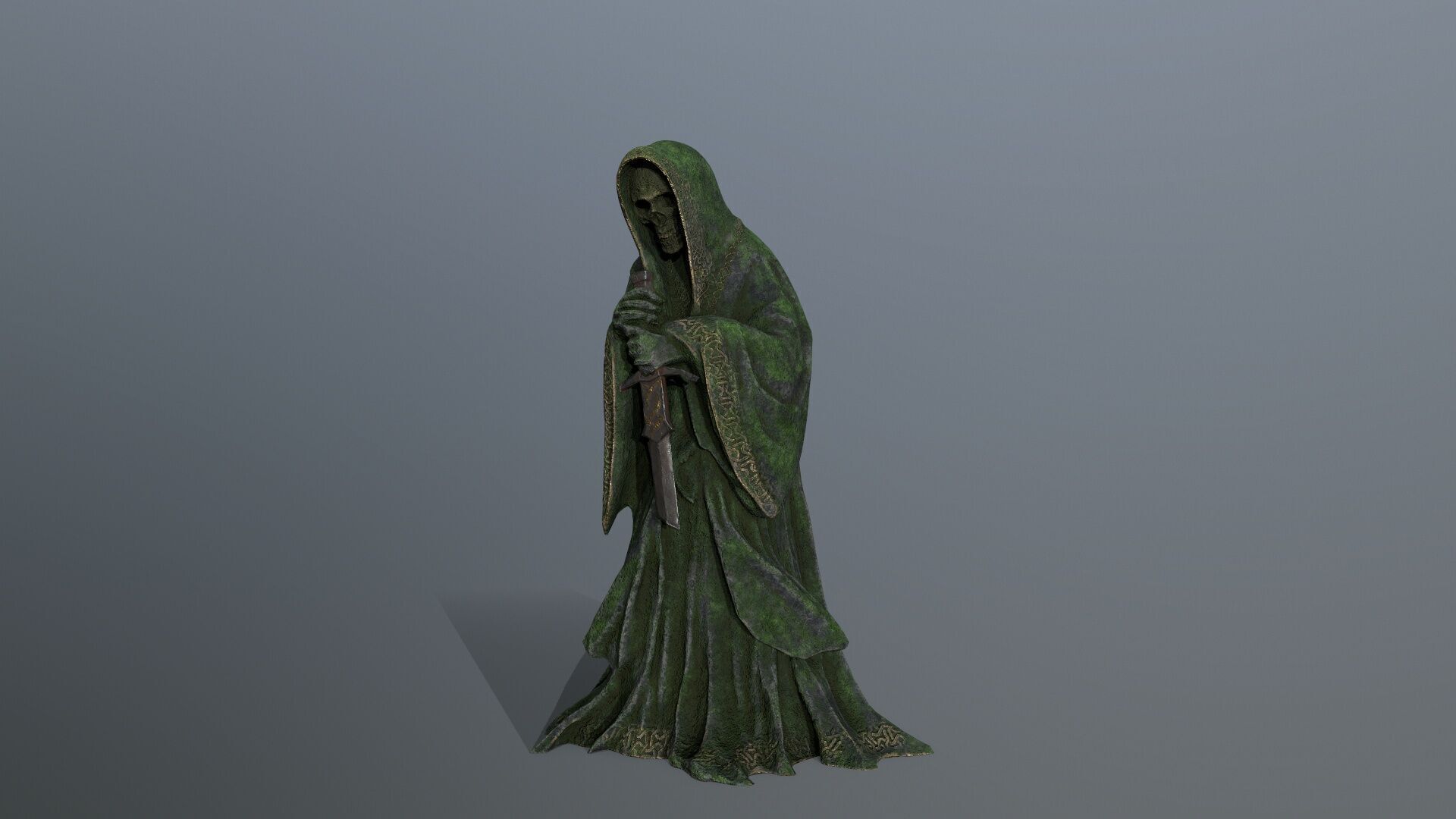 Dark statue Low-poly 3D model_4