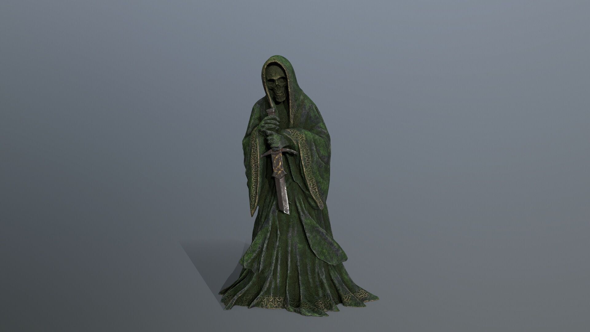 Dark statue Low-poly 3D model_12