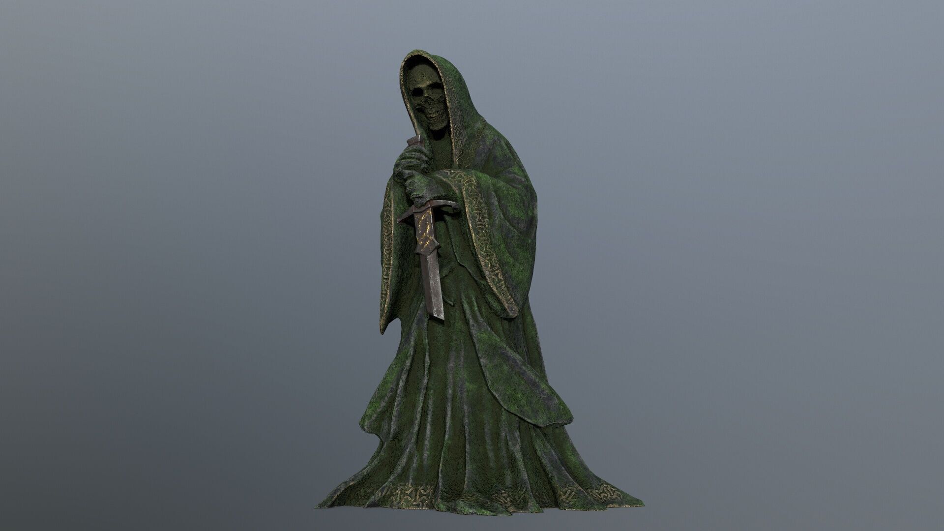 Dark statue Low-poly 3D model_1