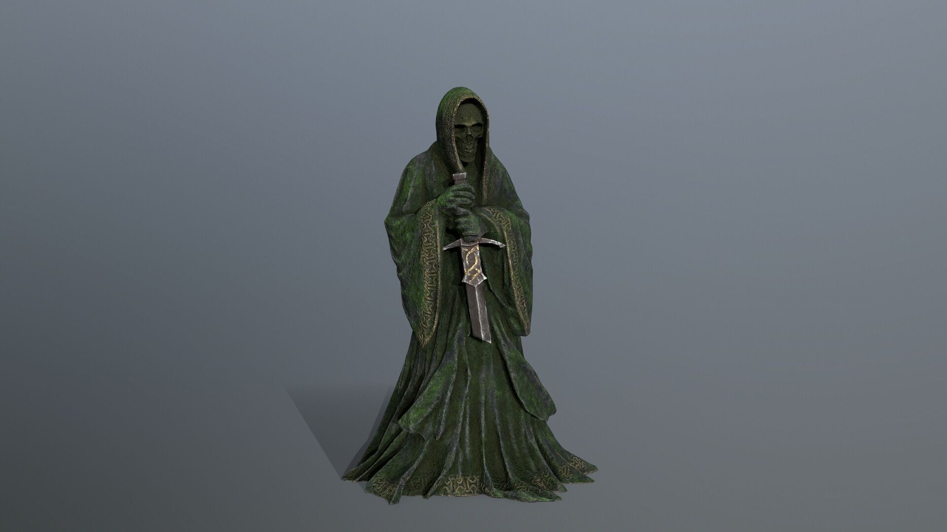 Dark statue Low-poly 3D model_3