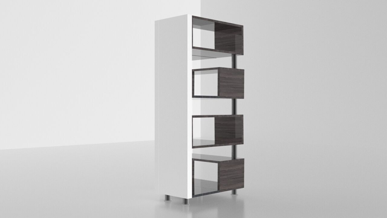 Modern Corner Bookcase 3D model_15