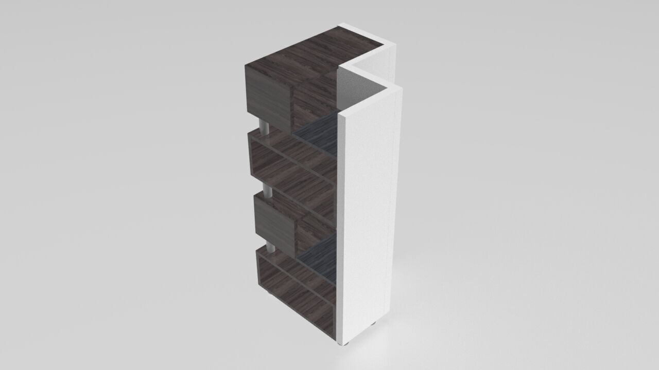 Modern Corner Bookcase 3D model_2