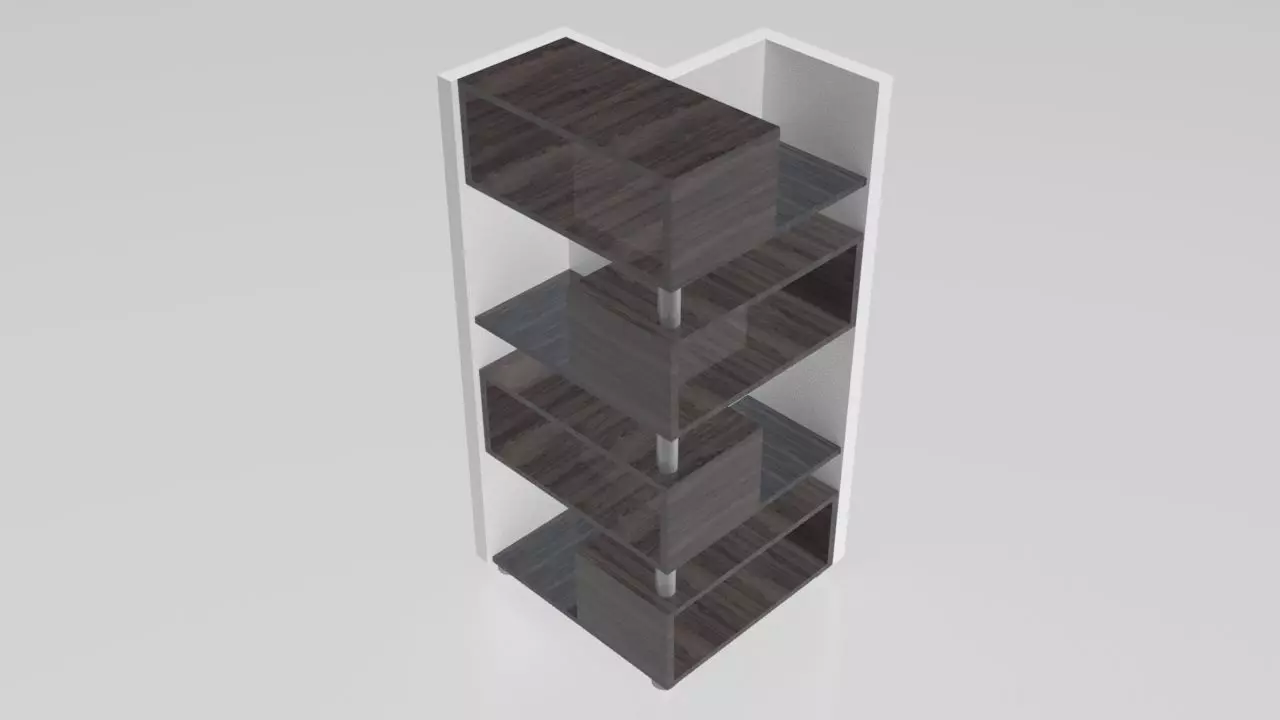 Modern Corner Bookcase 3D model_0