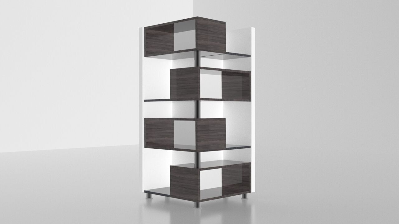 Modern Corner Bookcase 3D model_9