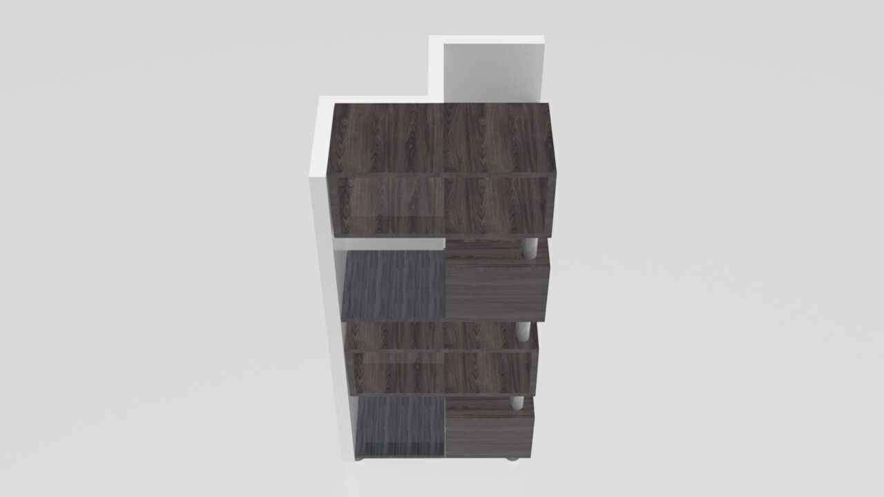 Modern Corner Bookcase 3D model_7