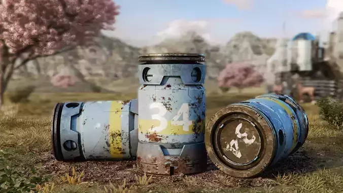 SCI FI Barrel PBR farm Game Ready Unreal Engine Low-poly 3D model