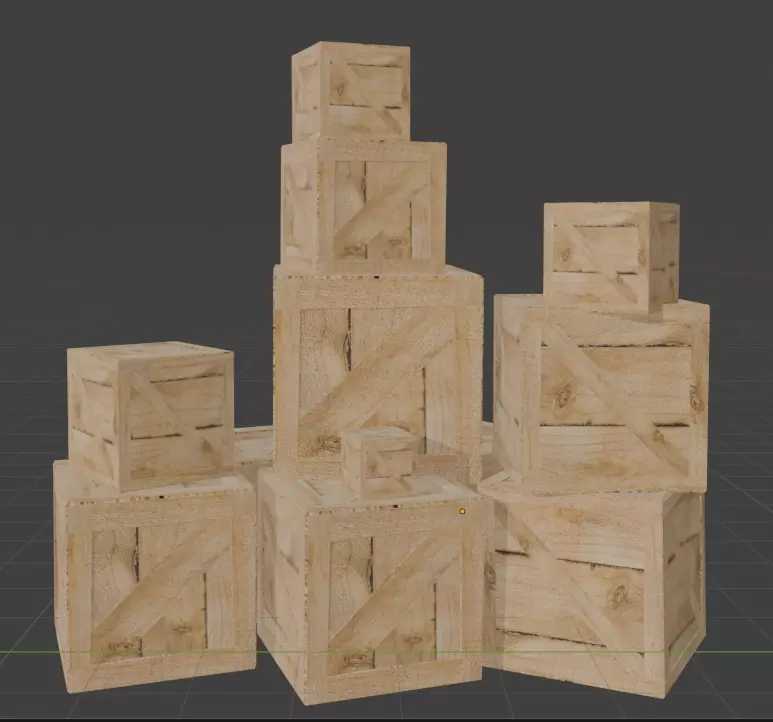 Realistic wooden boxes Low-poly 3D model_0