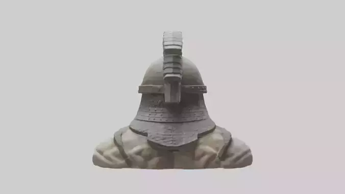 Head of a Warrior statue model Low-poly 3D model