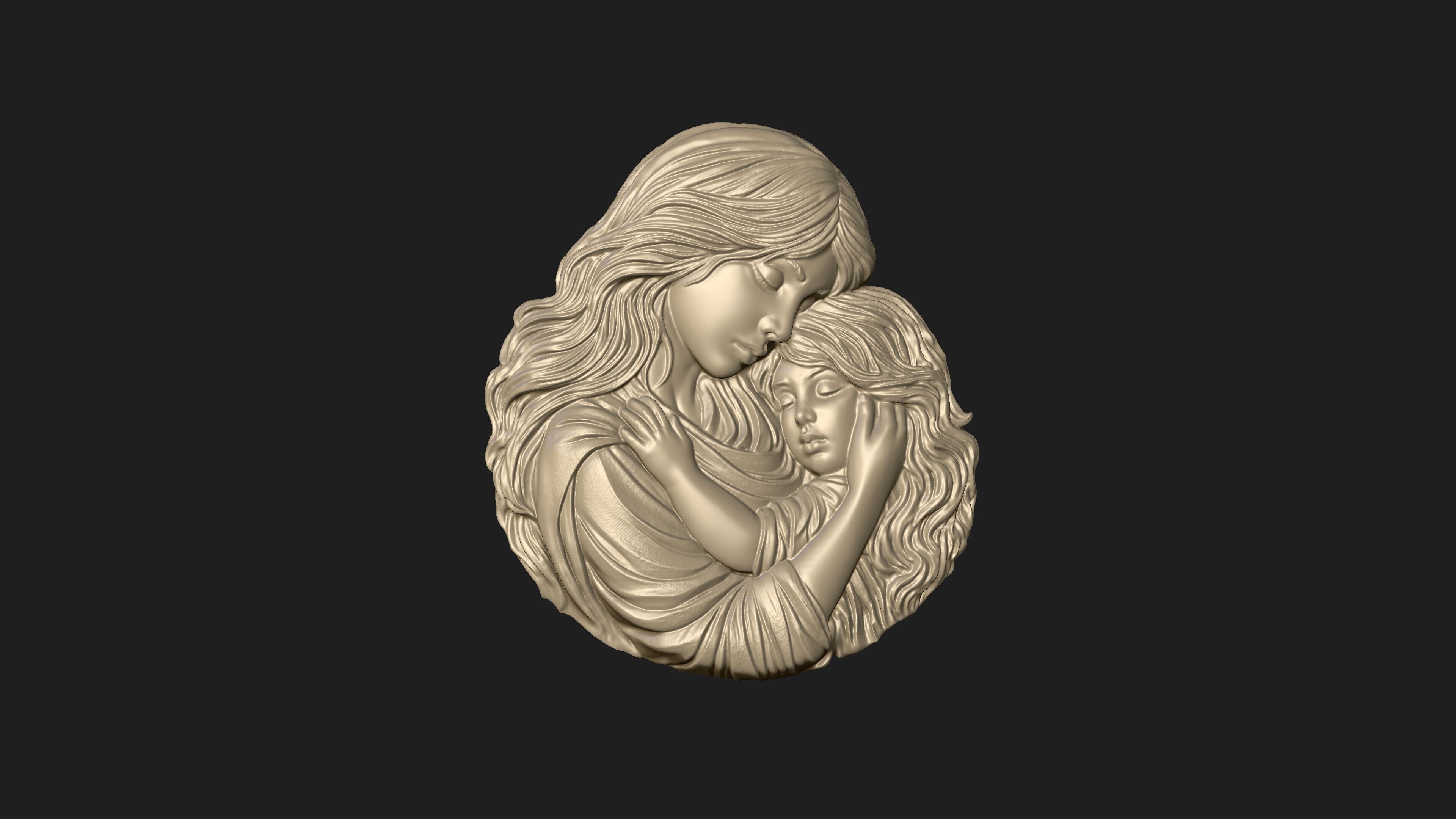 Mother Baby Pendant 3D print model_11