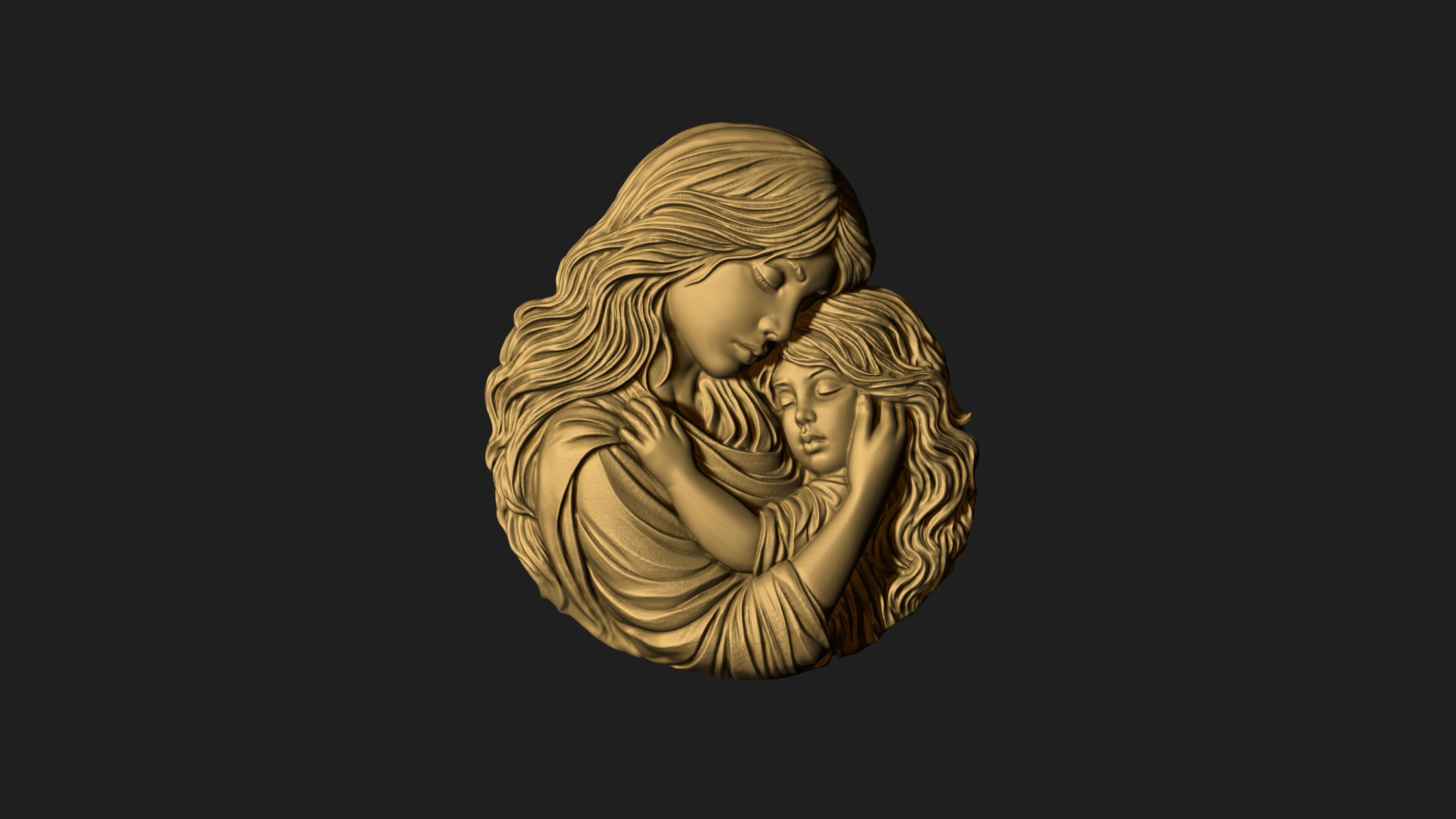Mother Baby Pendant 3D print model_9
