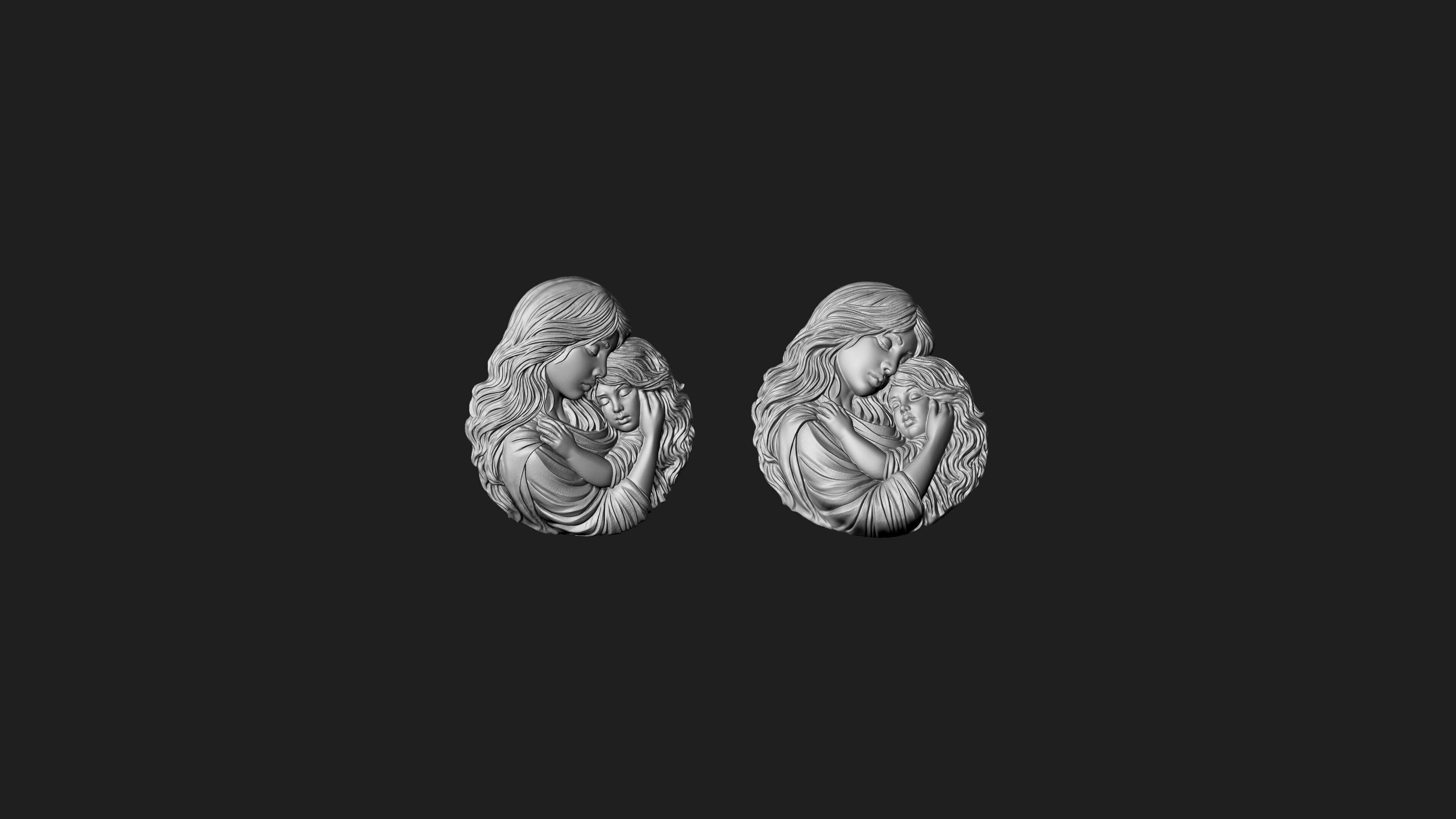 Mother Baby Pendant 3D print model_6