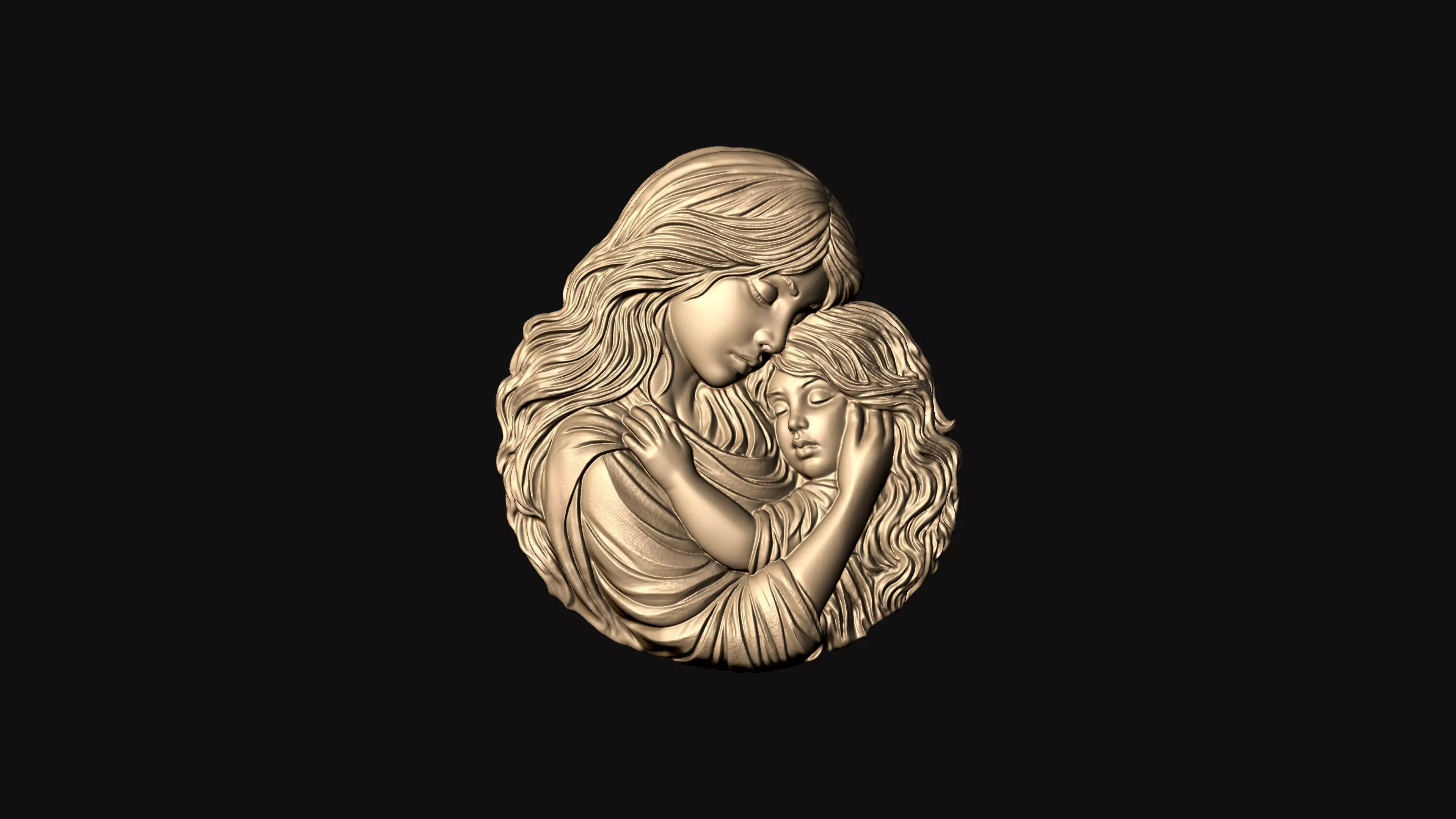 Mother Baby Pendant 3D print model_0
