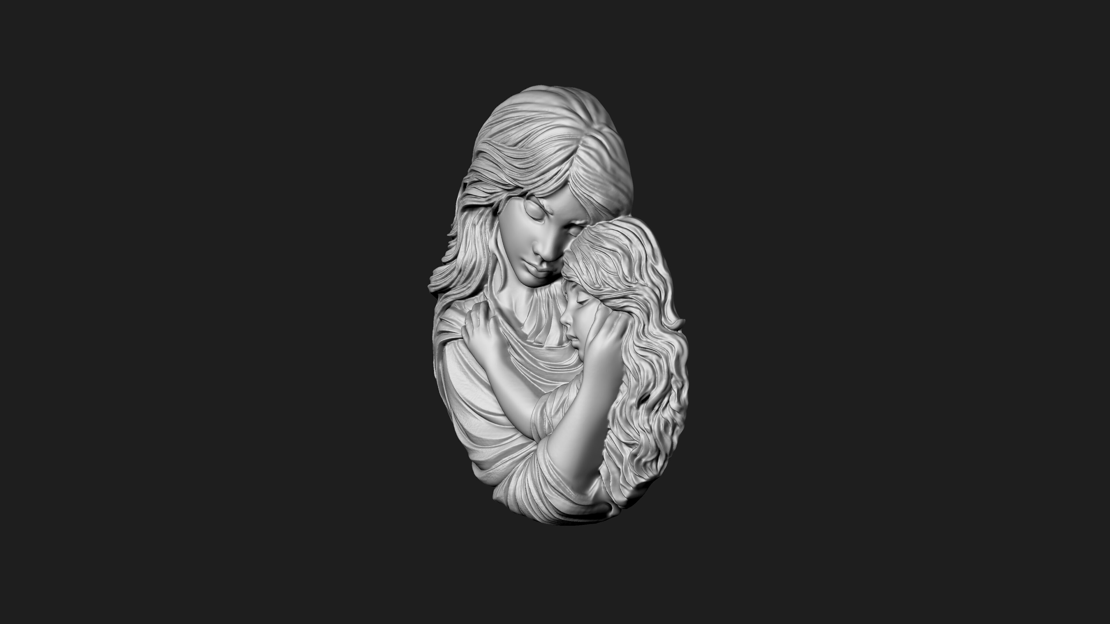 Mother Baby Pendant 3D print model_5