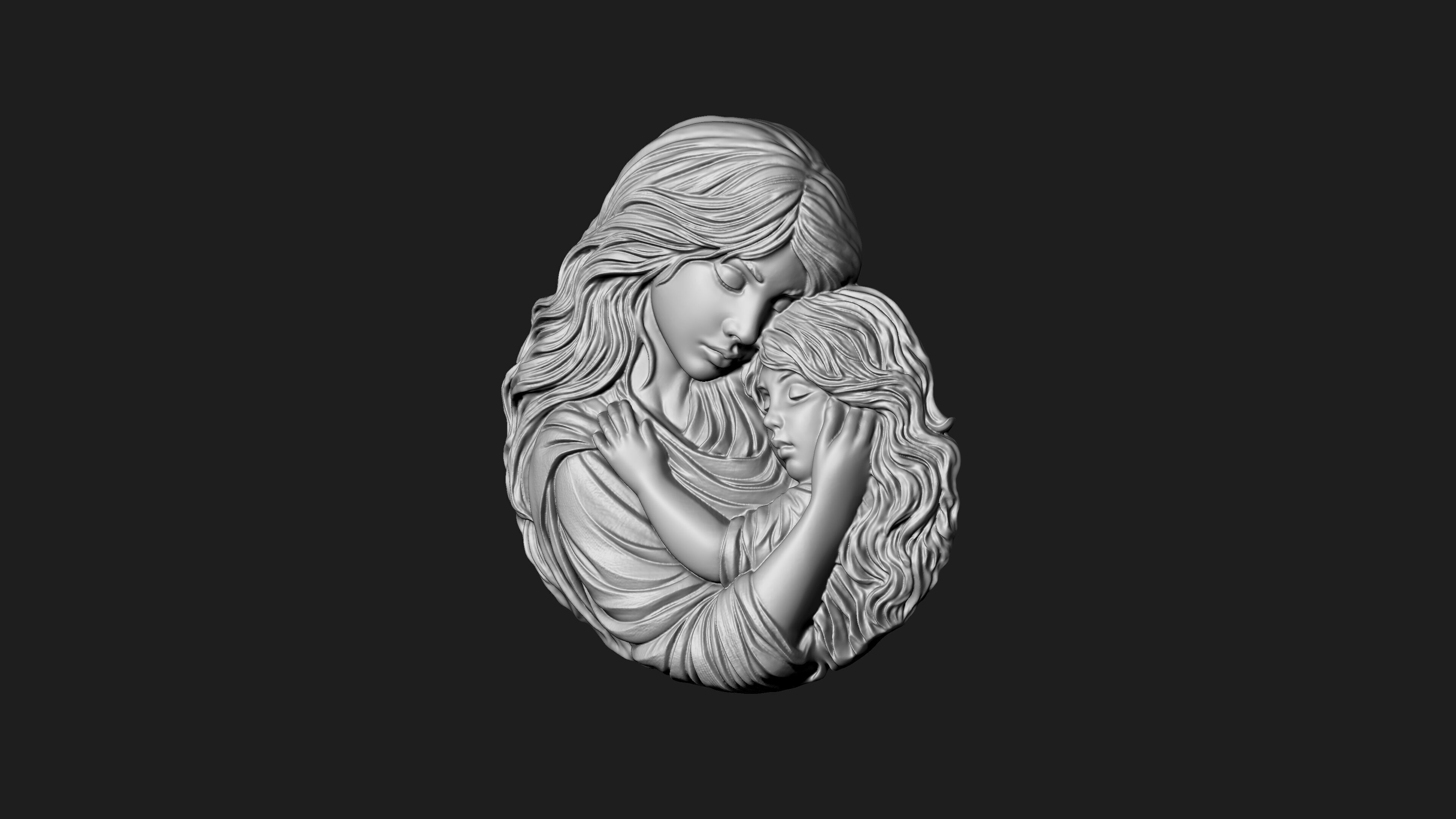 Mother Baby Pendant 3D print model_4