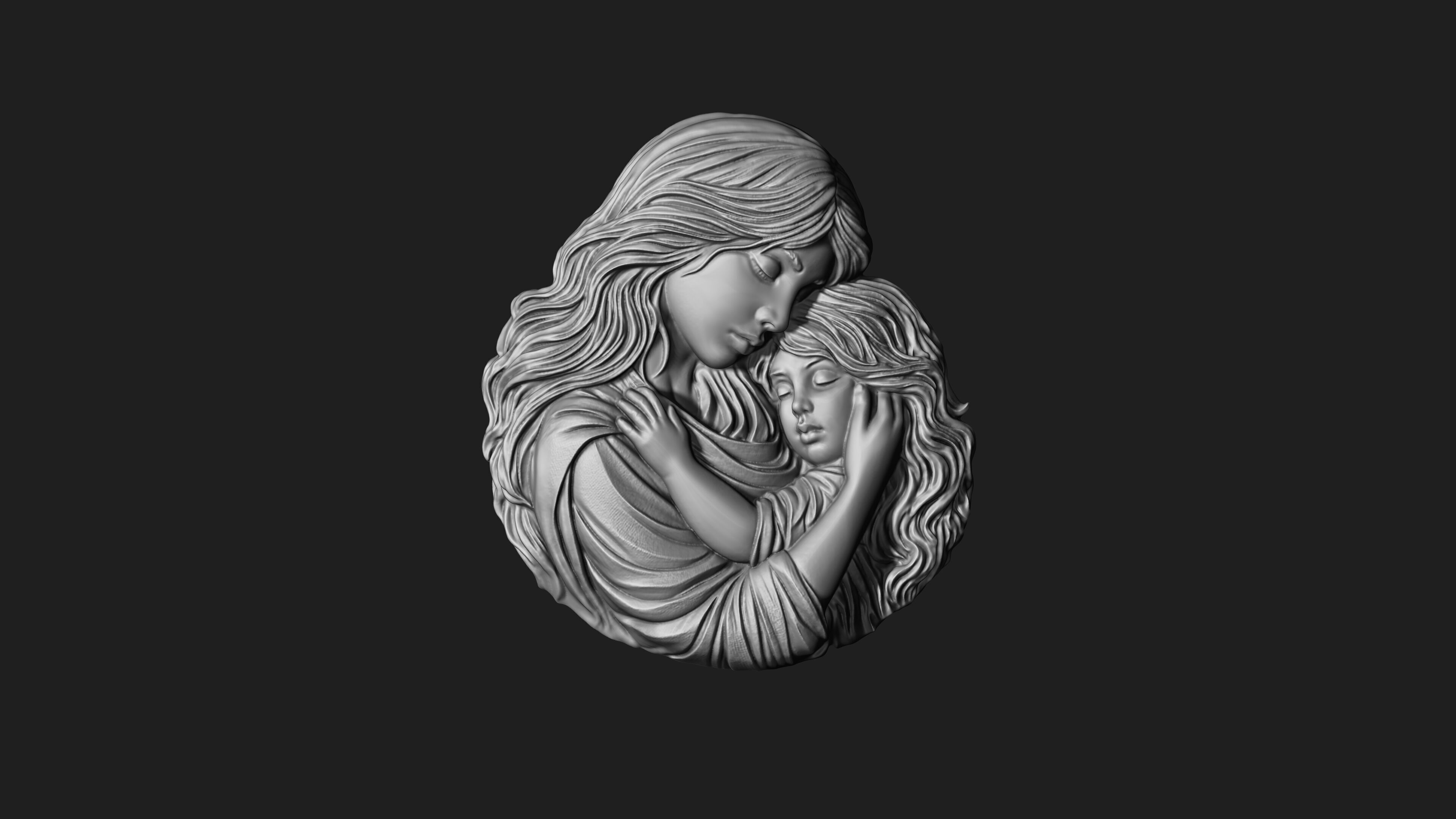 Mother Baby Pendant 3D print model_10