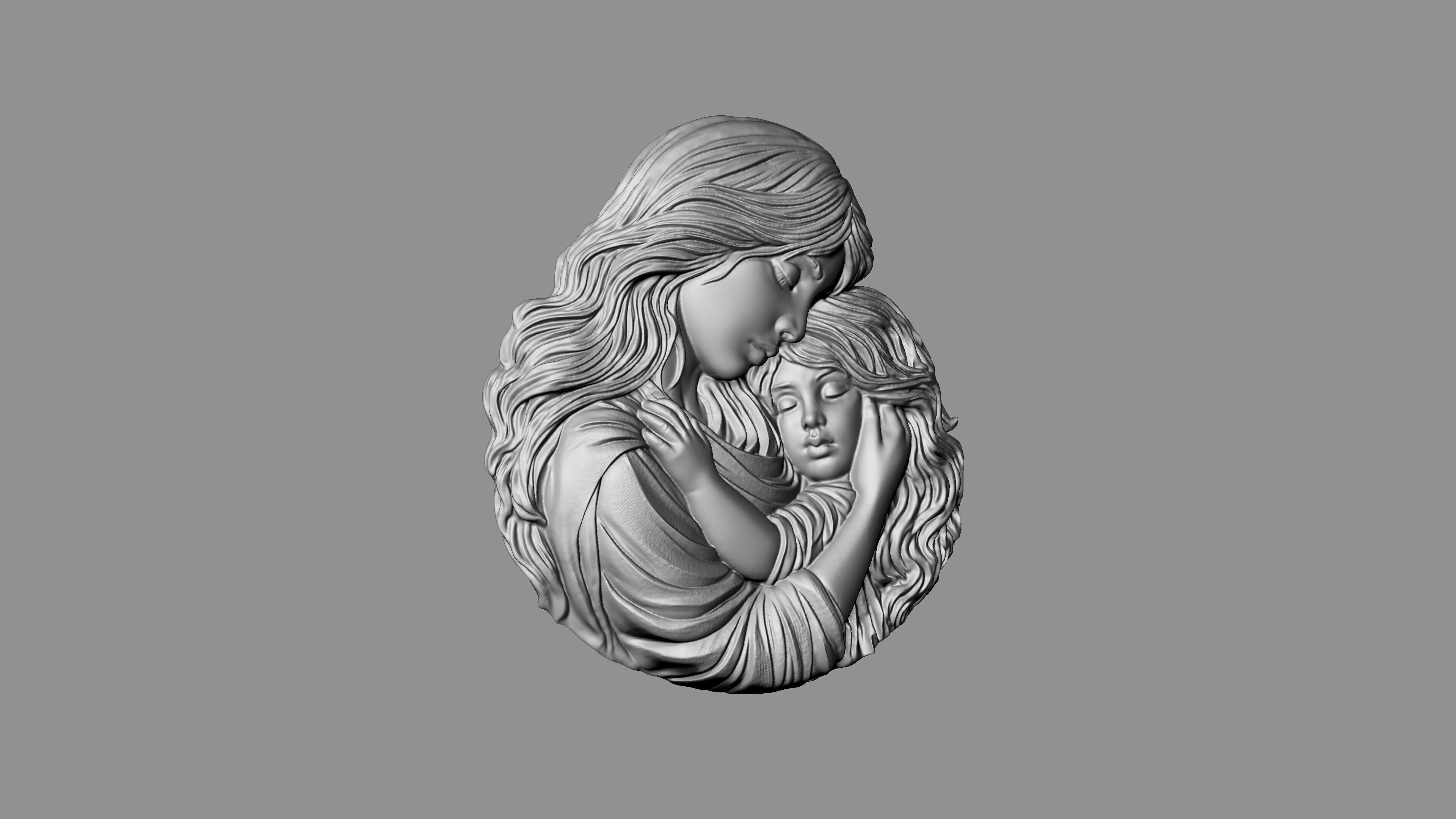 Mother Baby Pendant 3D print model_3