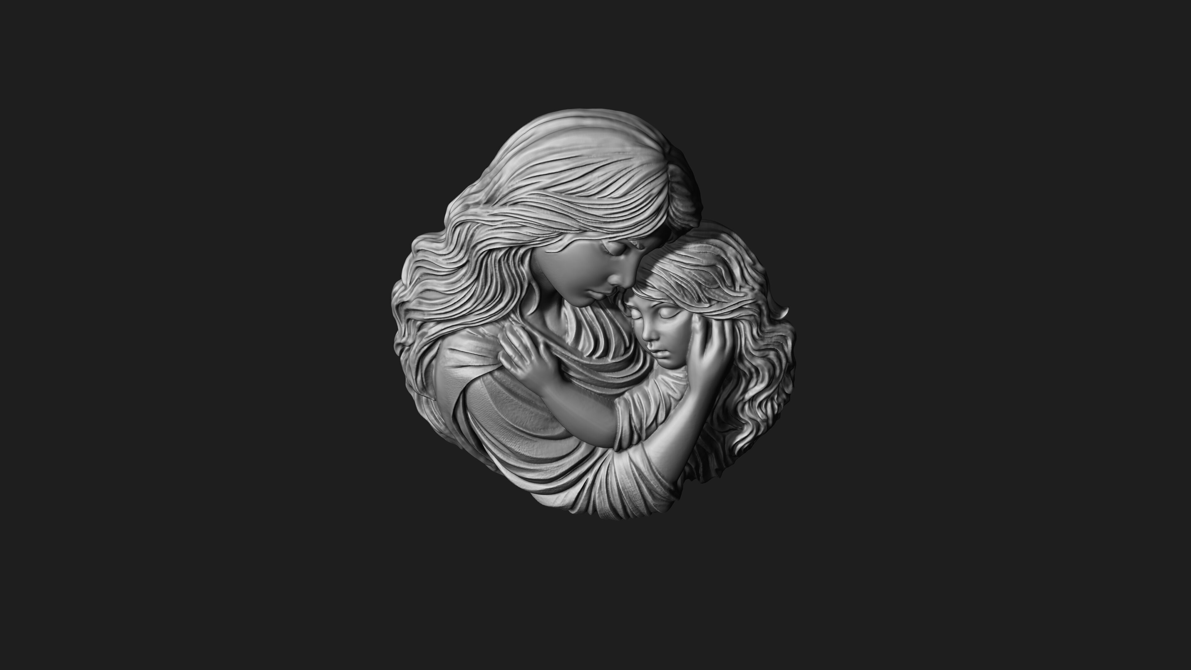 Mother Baby Pendant 3D print model_7