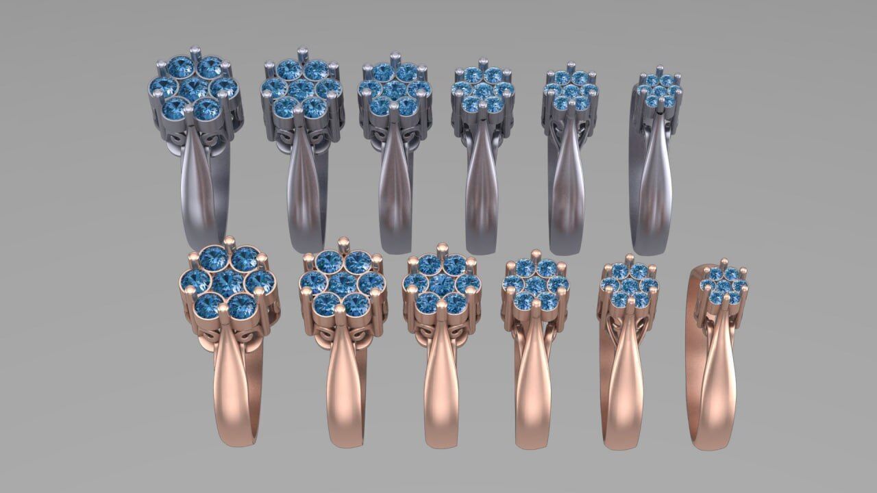 same shank with 6 different heads 3D print model_1