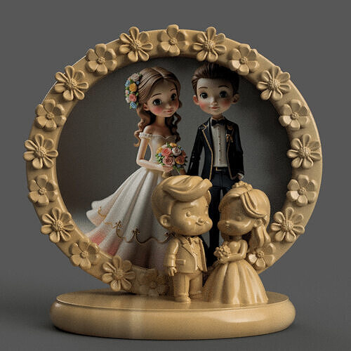 Wedding Couple 3D Photo Frame  Romantic STL for Printing 3D print model