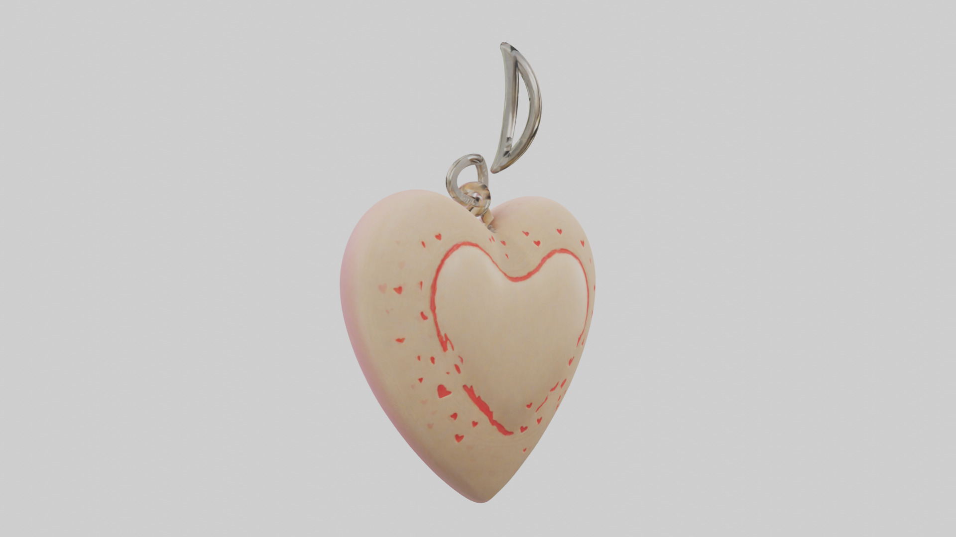 Heartshaped keychain model Low-poly 3D model_11