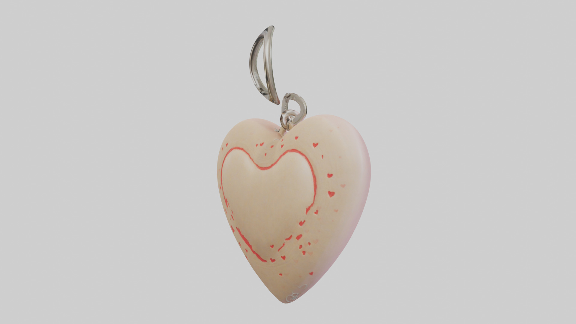 Heartshaped keychain model Low-poly 3D model_10