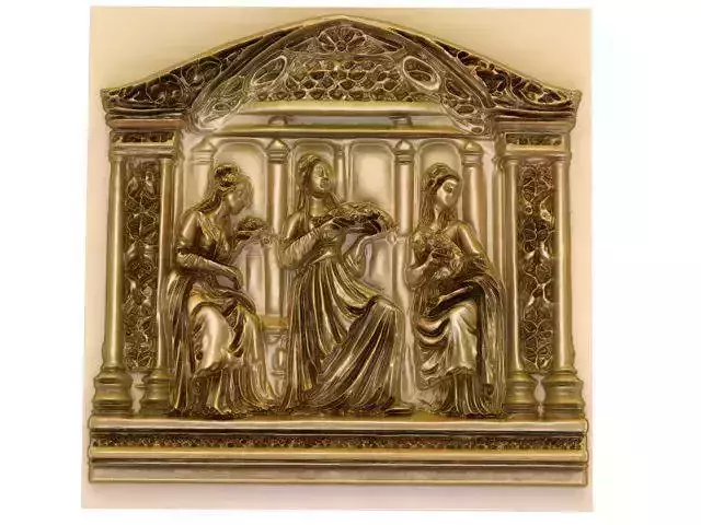 relief panel of three women
