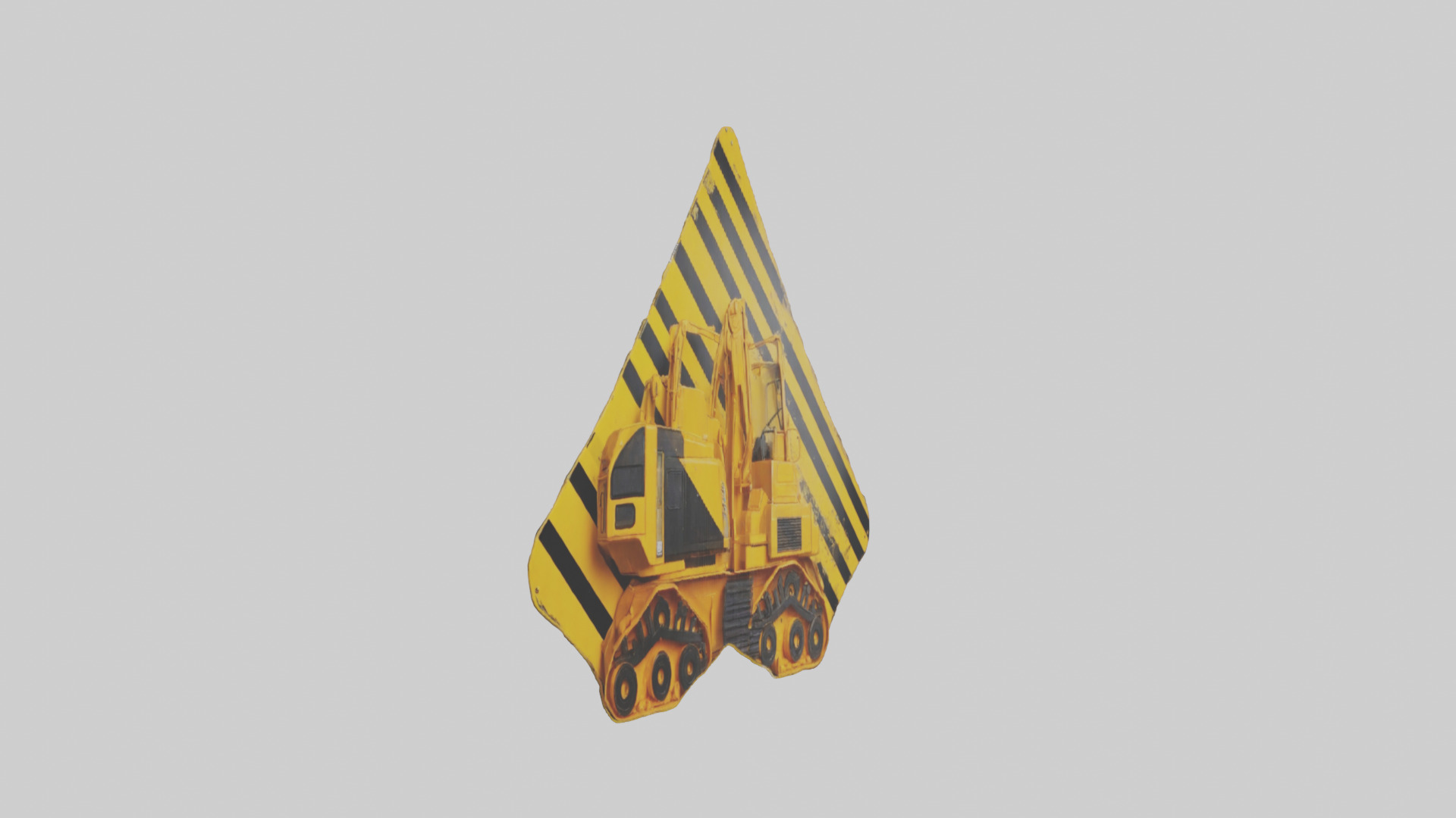 Heavy Machinery Warning Sign model Low-poly 3D model_11