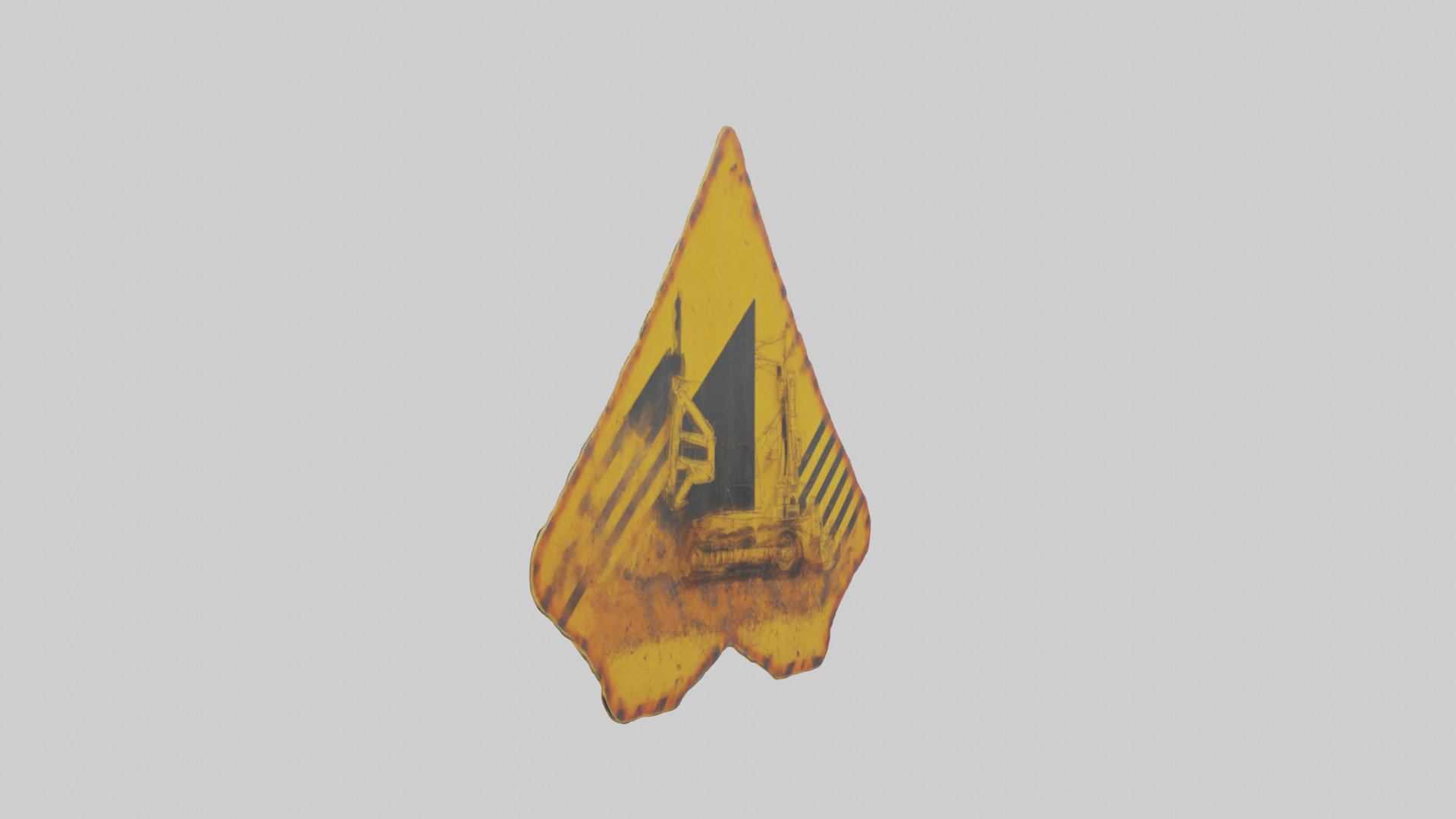 Heavy Machinery Warning Sign model Low-poly 3D model_1