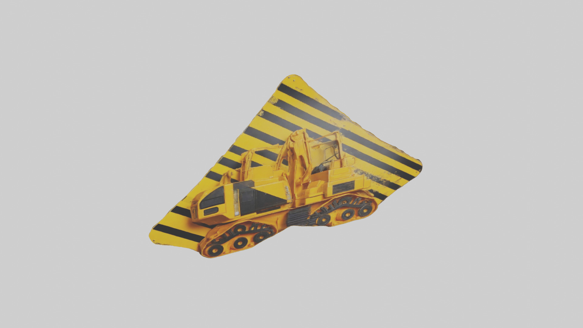 Heavy Machinery Warning Sign model Low-poly 3D model_16