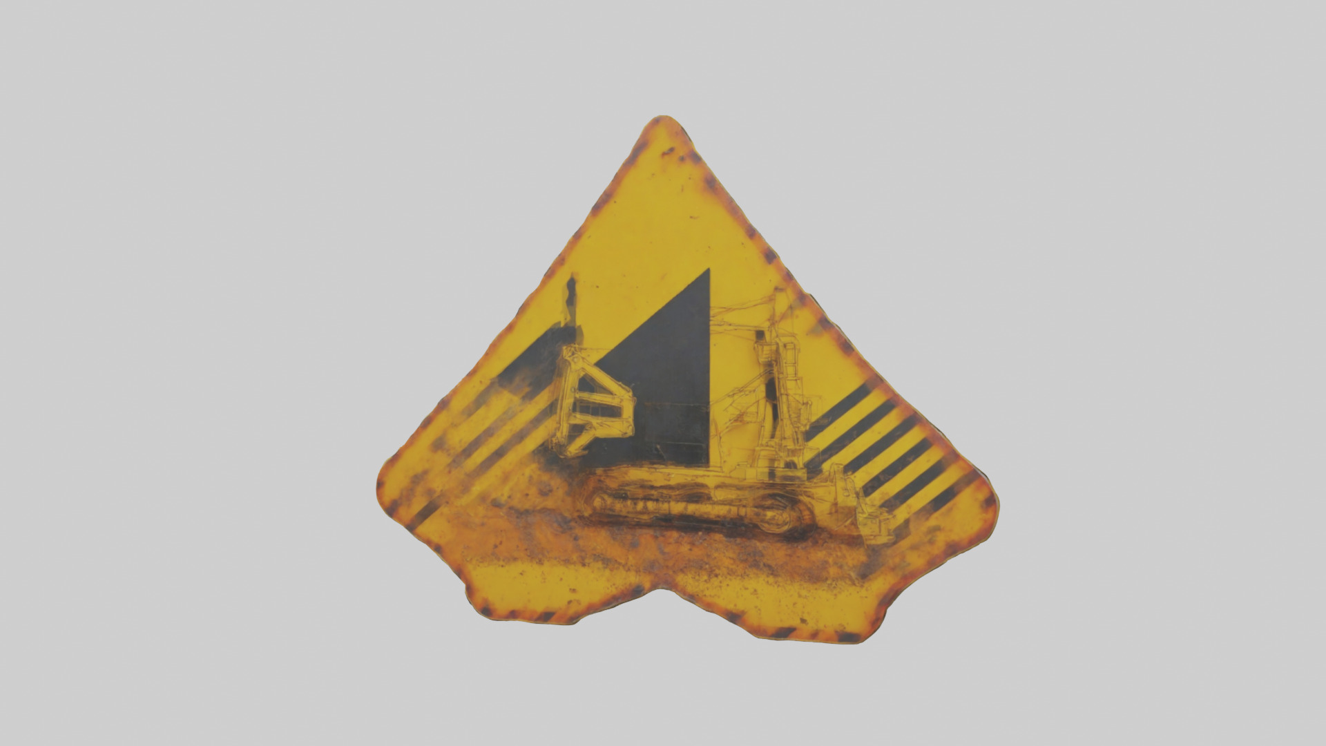 Heavy Machinery Warning Sign model Low-poly 3D model_2