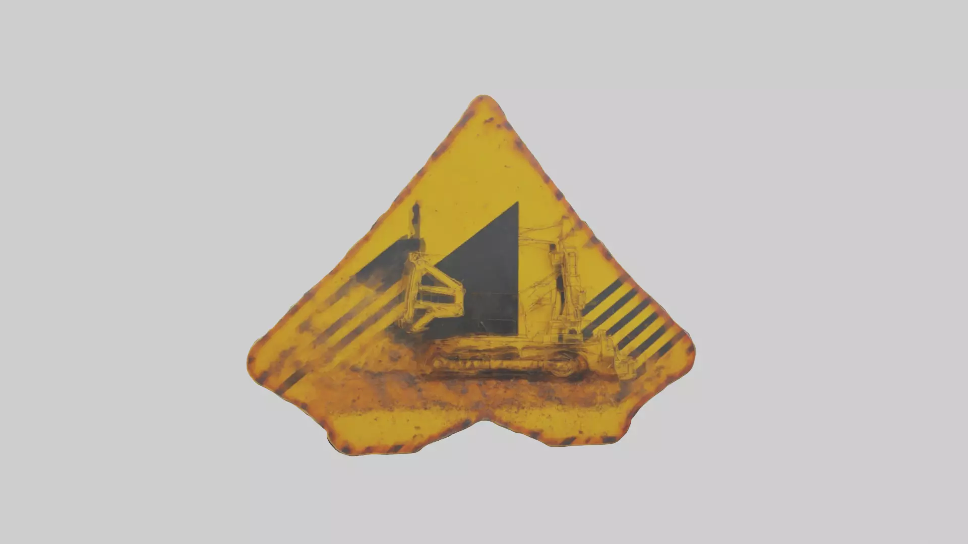 Heavy Machinery Warning Sign model Low-poly 3D model_0