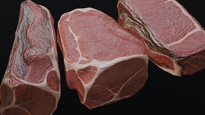 Raw pork leg Low-poly 3D model 5