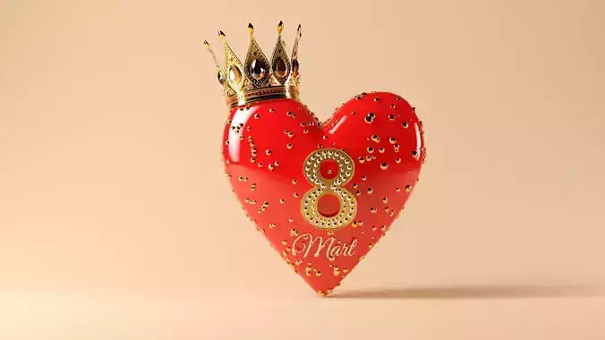 Womens Day Luxury Heart Model with Crown
