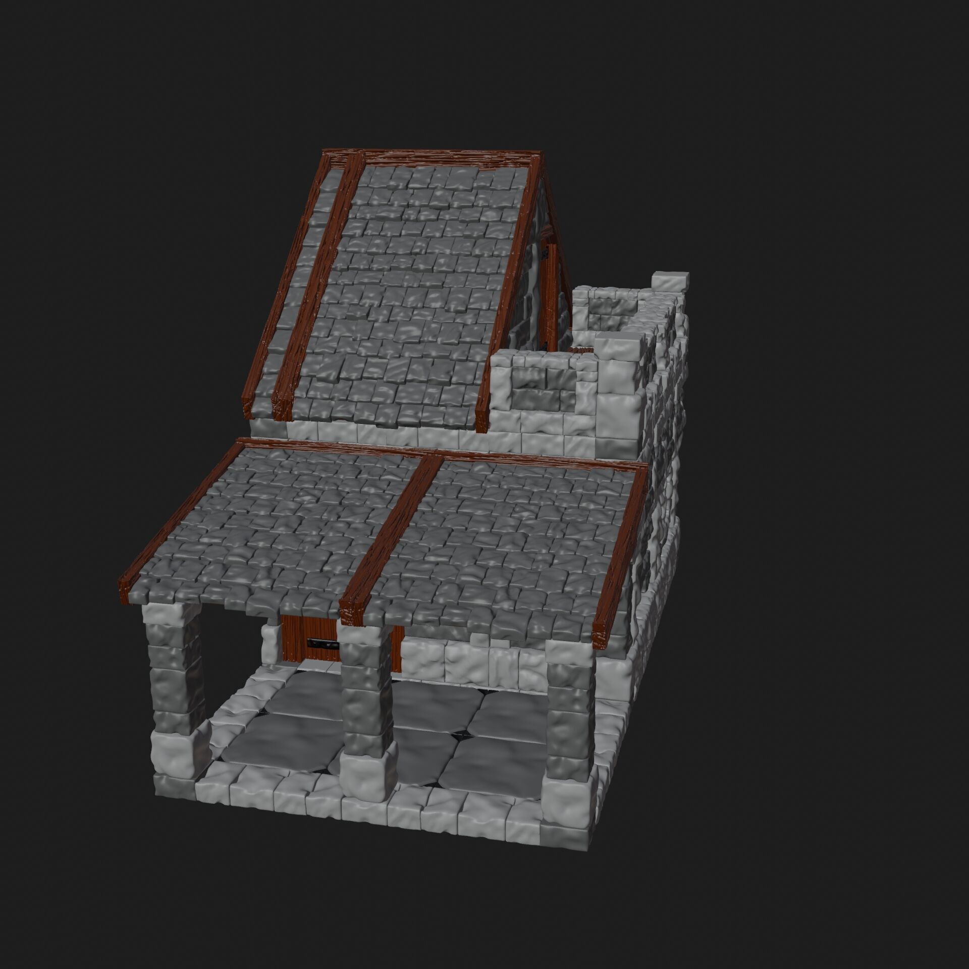 Fantasy medieval stone house for tabletop games 28mm scale 3D print model_3