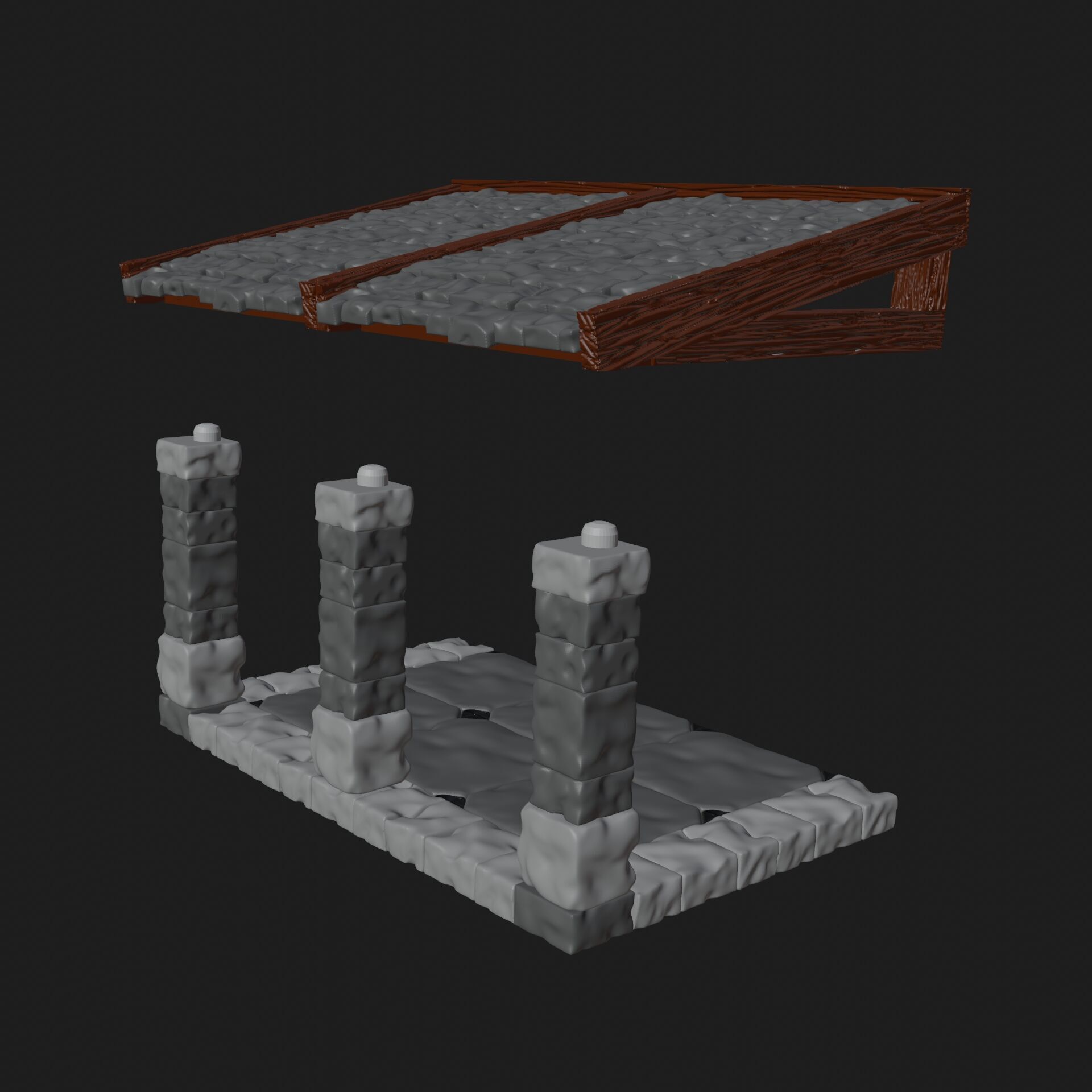 Fantasy medieval stone house for tabletop games 28mm scale 3D print model_4