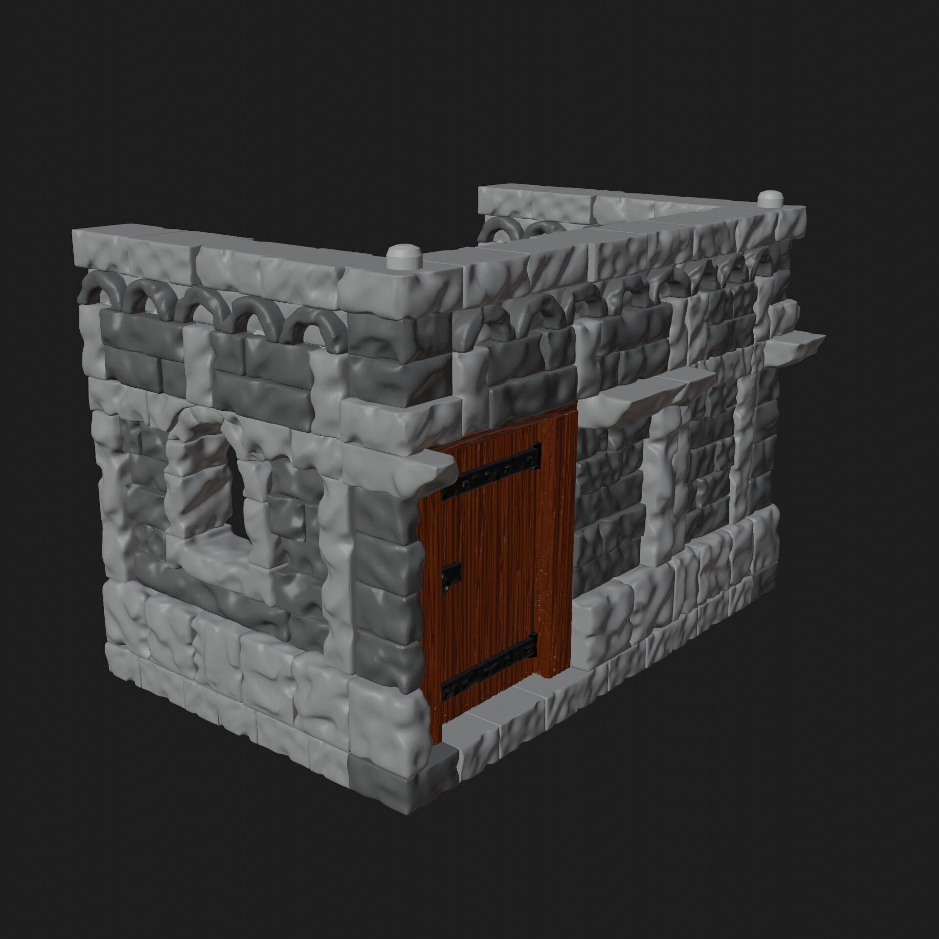 Fantasy medieval stone house for tabletop games 28mm scale 3D print model_5