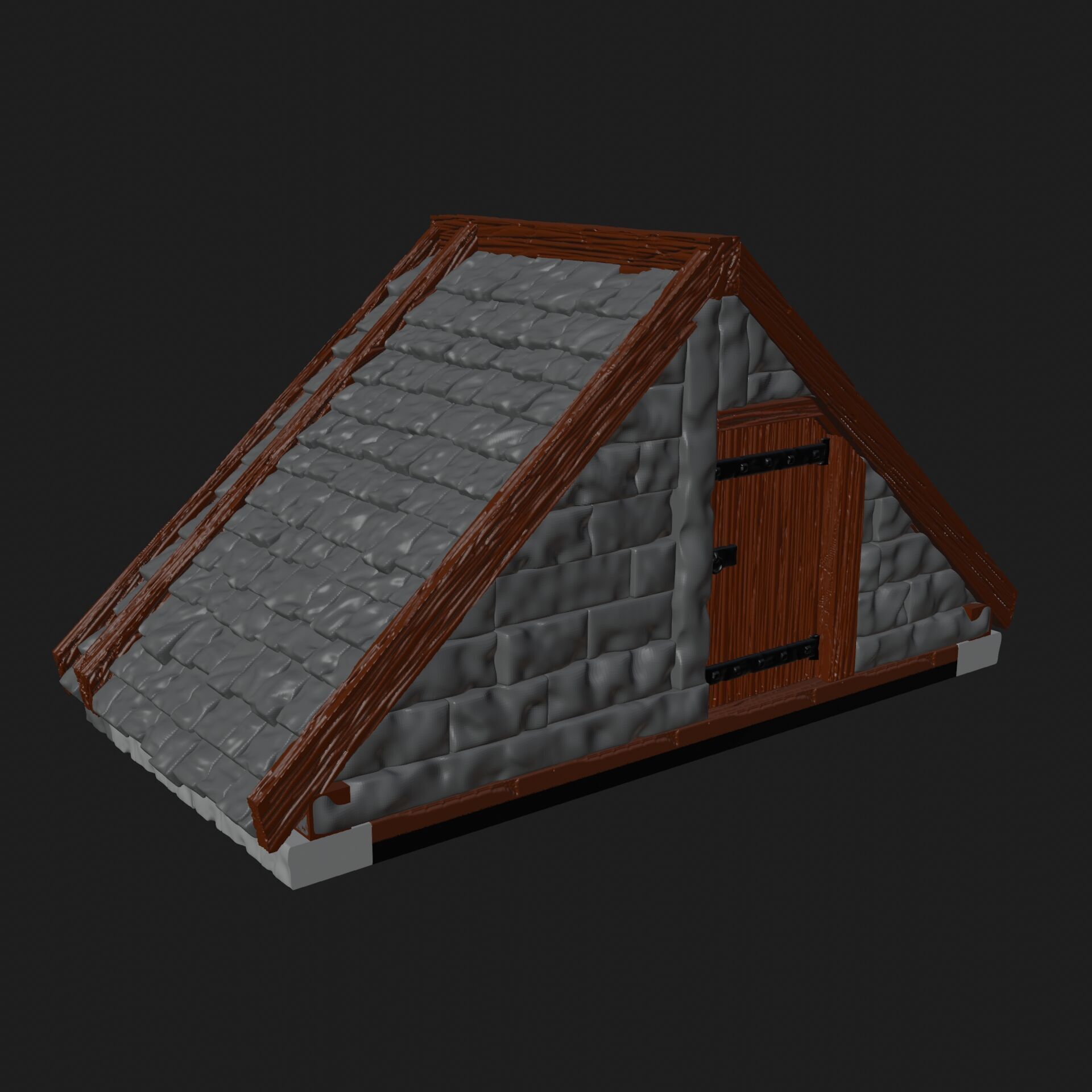 Fantasy medieval stone house for tabletop games 28mm scale 3D print model_7