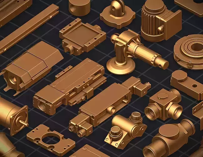 Subdivision Ready Industrial Mechanical Parts Kit-bash Pack 3D model